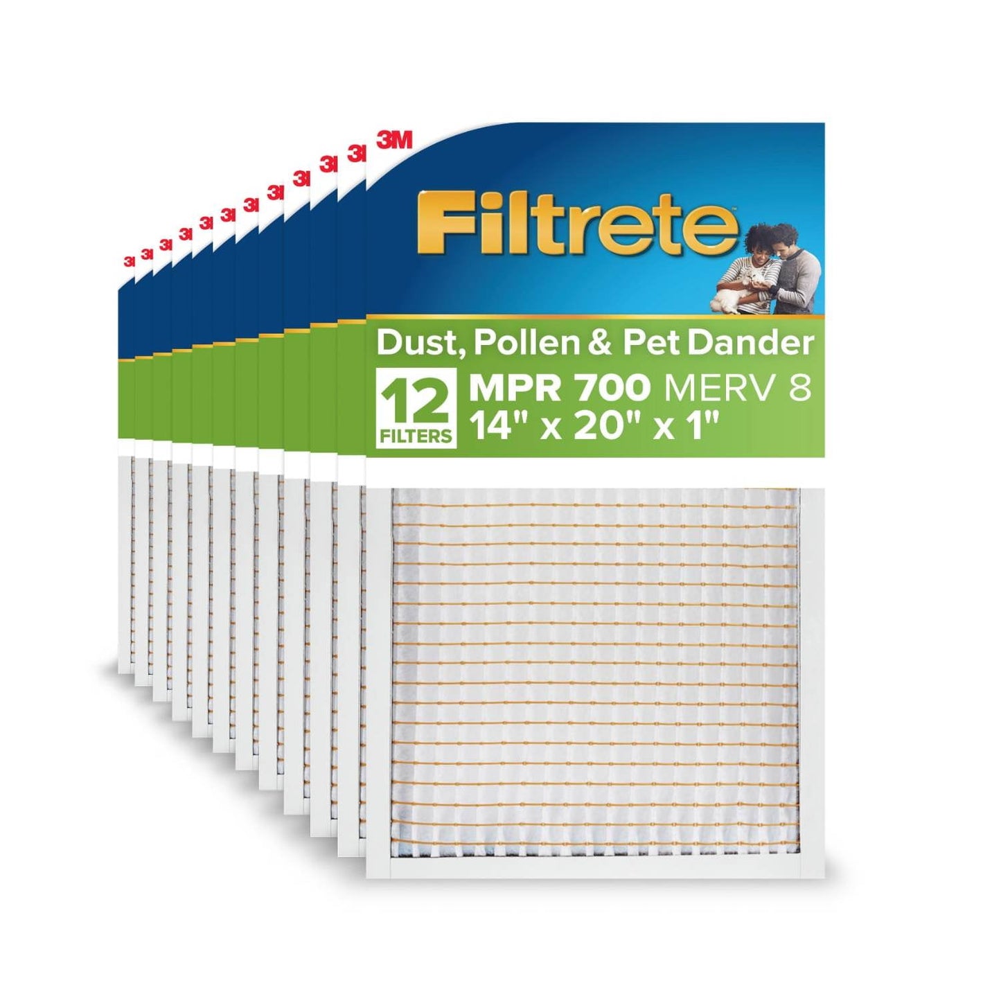 Filtrete 14x20x1 HVAC Furnace Air Filter, MPR 700 MERV 8, Dust, Pollen, and Pet Dander Reduction, 12 Pack