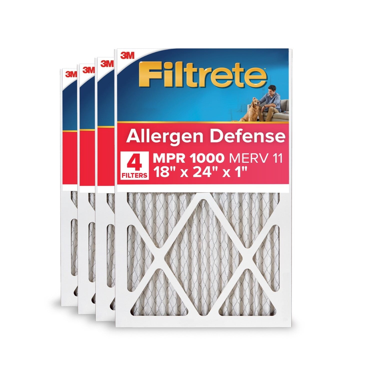 Filtrete 18x24x1 HVAC Furnace Air Filter, MPR 1000 MERV 11, Allergen Defense, 6 Pack