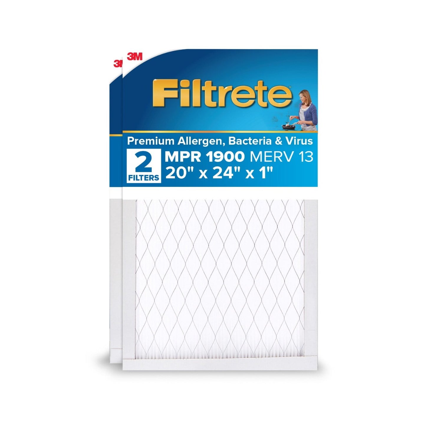 Filtrete 20x24x1 HVAC Furnace Air Filter, MPR 1900 MERV 13, Premium Allergen, Bacteria and Virus, 6 Pack