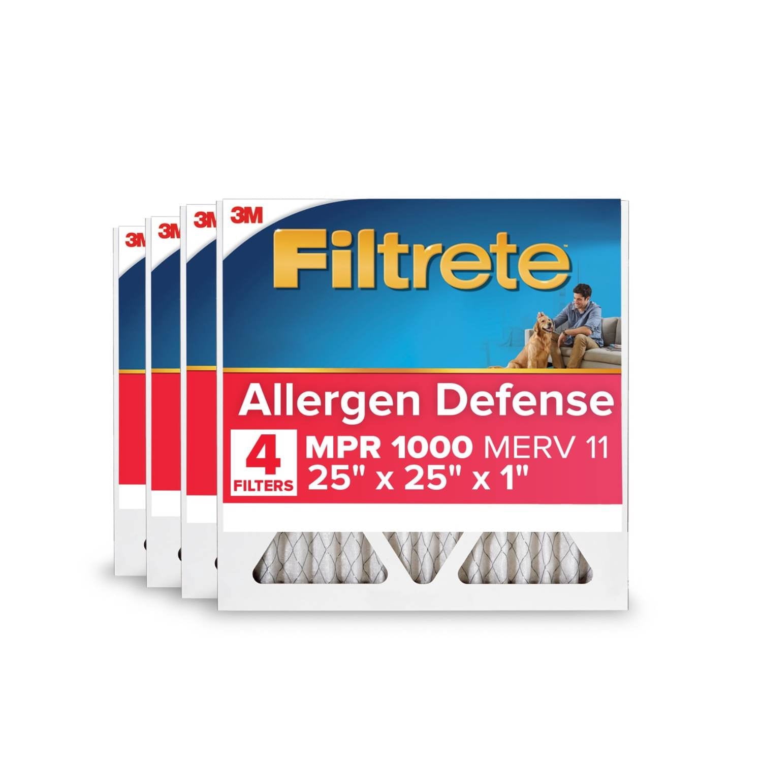 Filtrete 25x25x1 HVAC Furnace Air Filter, MPR 1000 MERV 11, Allergen Defense, 6 Pack