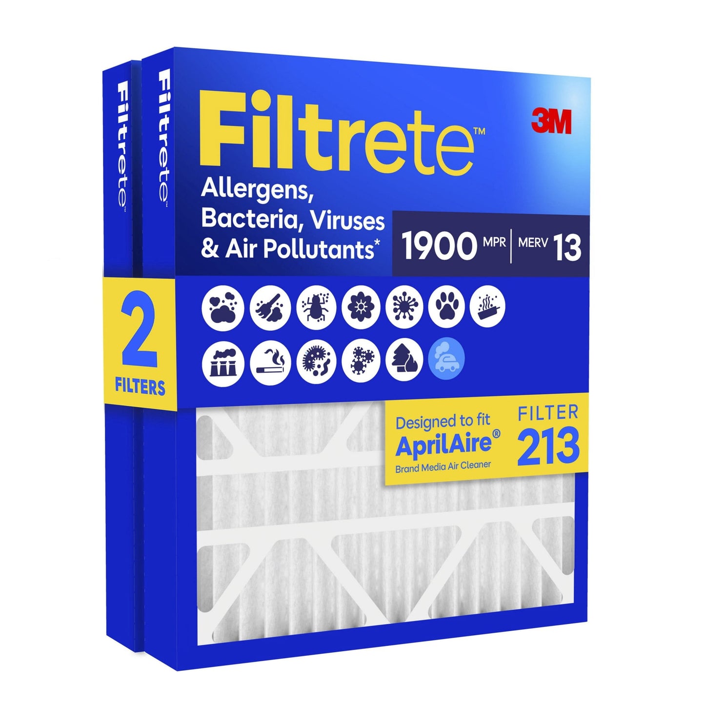 Filtrete 20x25x4 AprilAire HVAC Furnace Air Filter, MPR 1900 MERV 13, Premium Allergen, Bacteria and Virus, 2 Filters