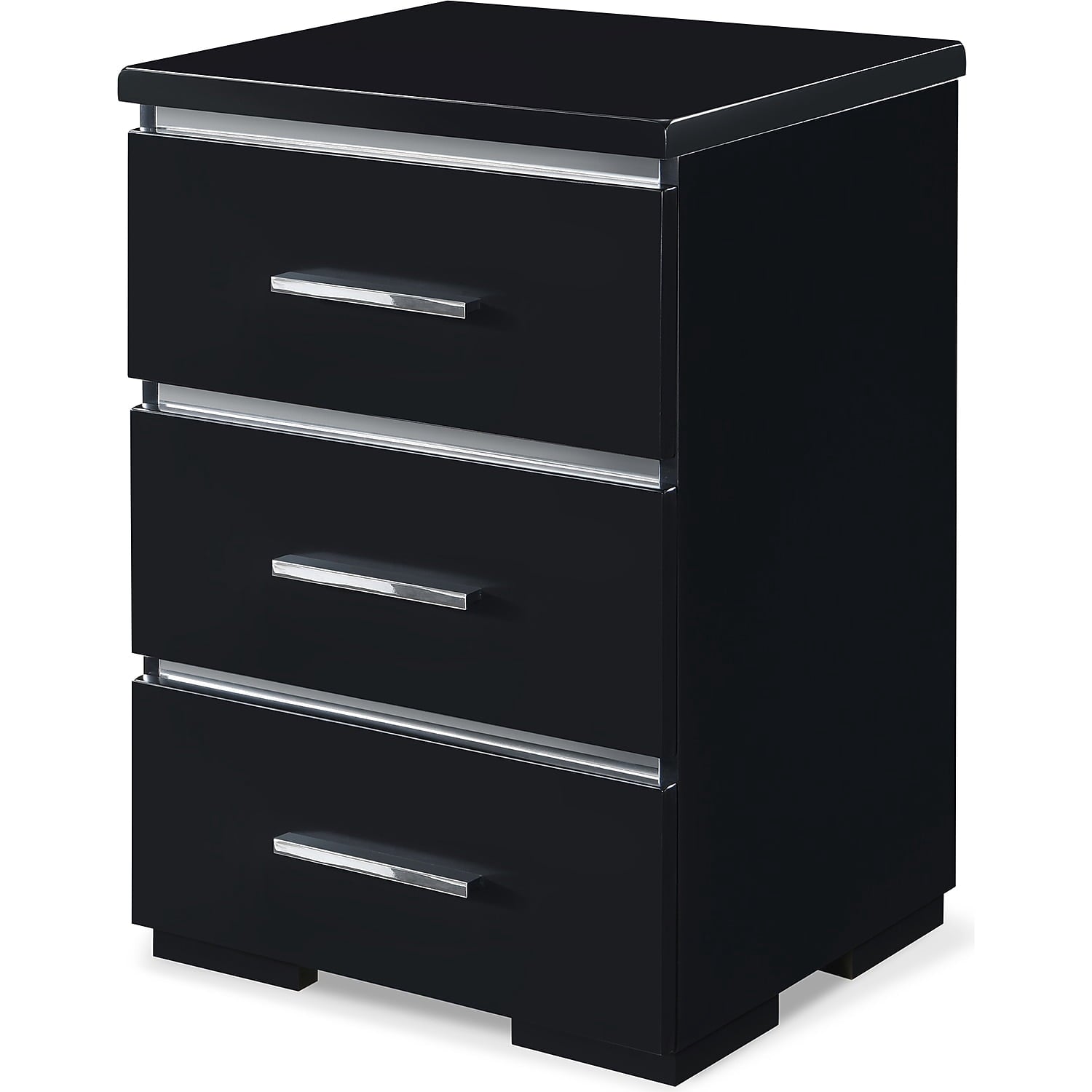 Finch Belmont Contemporary Nightstand End Table with 3 Drawers, Black