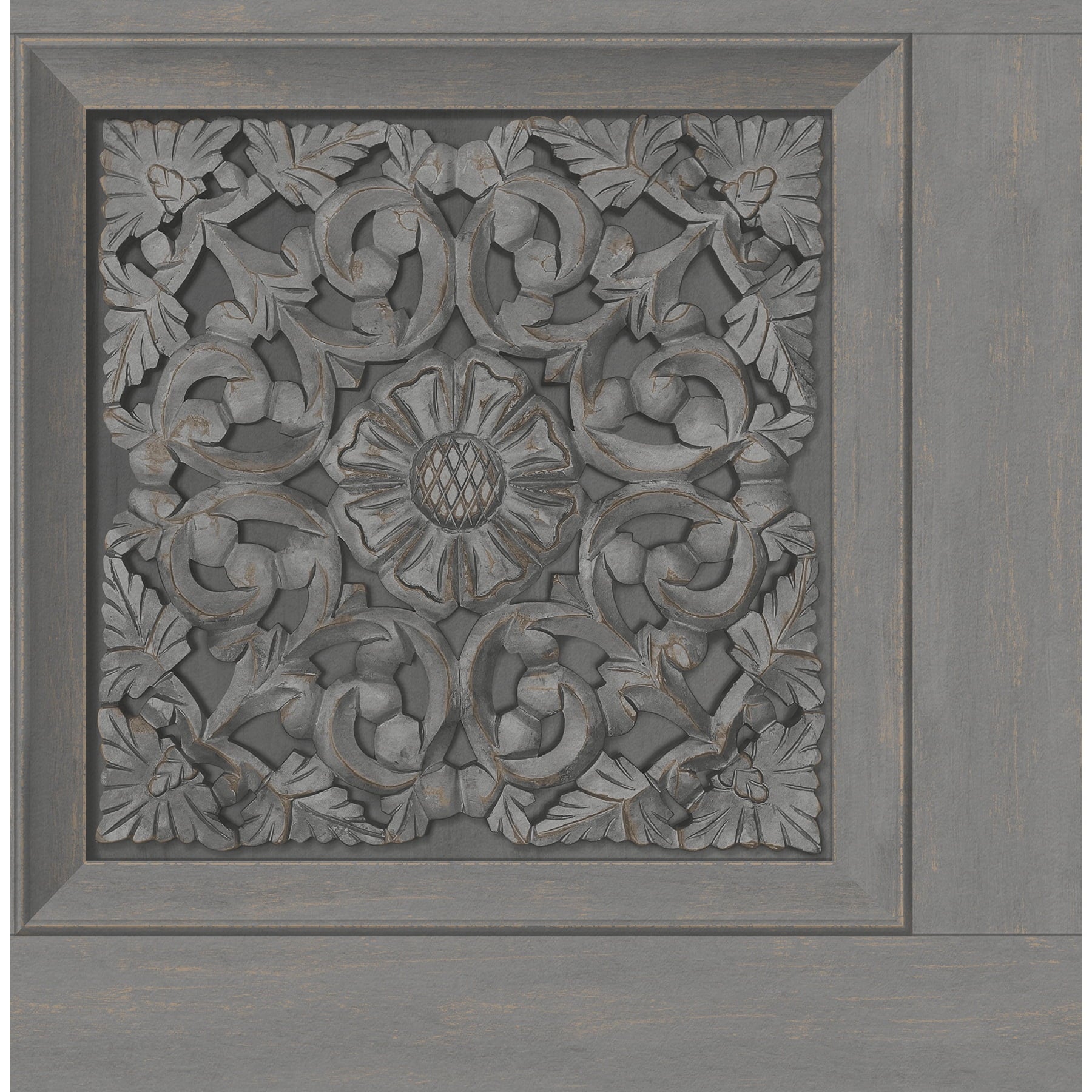 Fine Decor Albie Dark Grey Carved Panel Wallpaper, 20.5-in by 33-ft