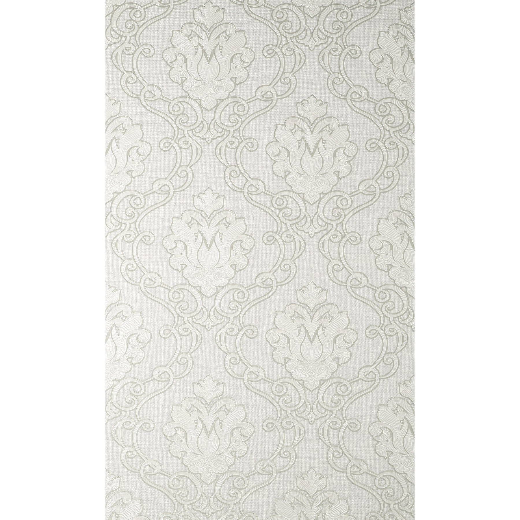 Fine Decor Florentine White Damask Wallpaper, 20.9-in by 33-ft
