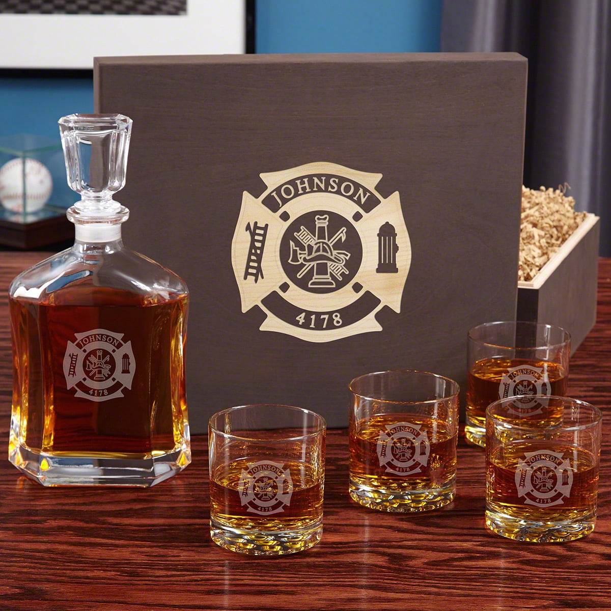 Fire & Rescue Engraved Liquor Decanter Set