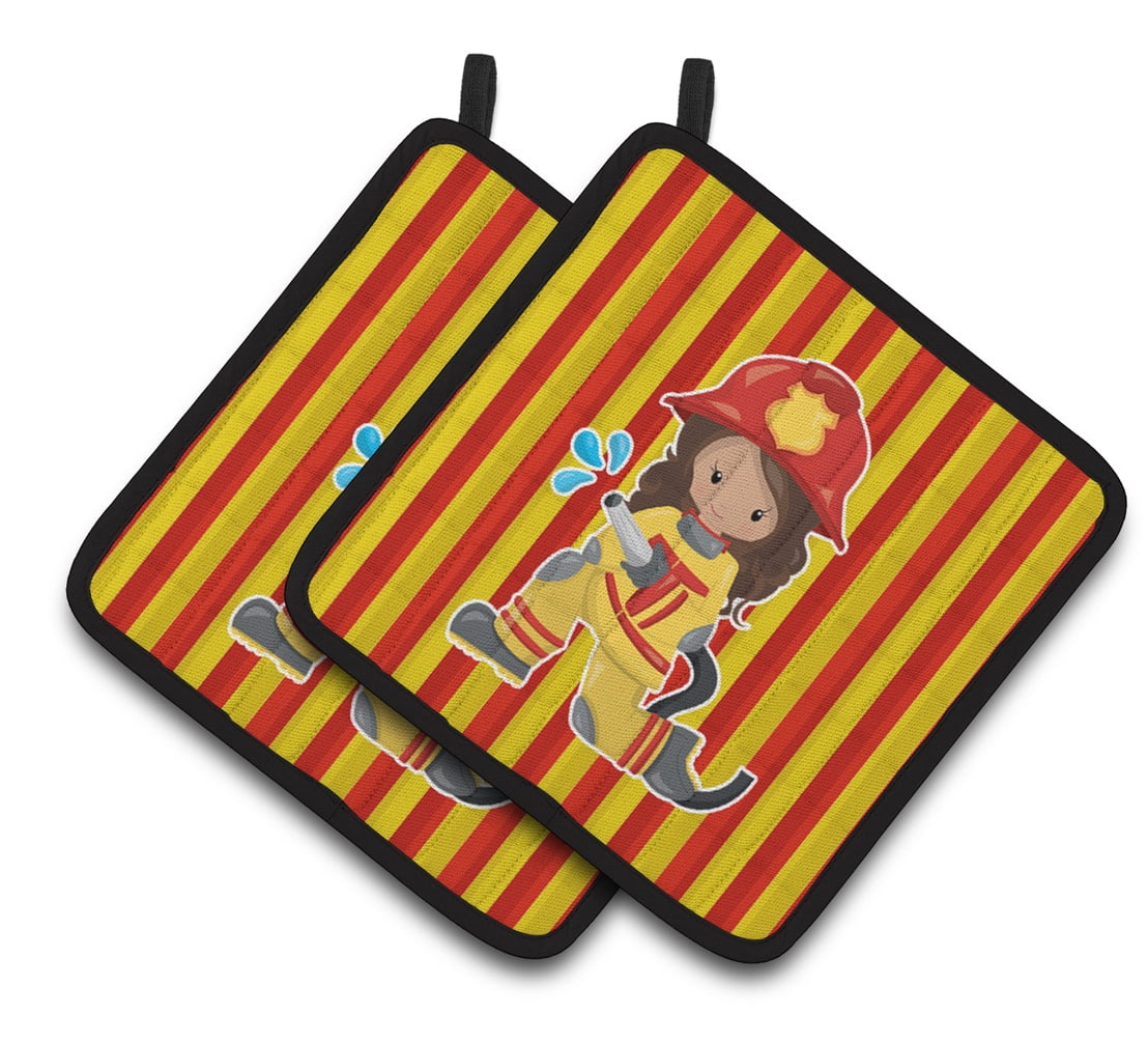 Fireman Girl Pair of Pot Holders