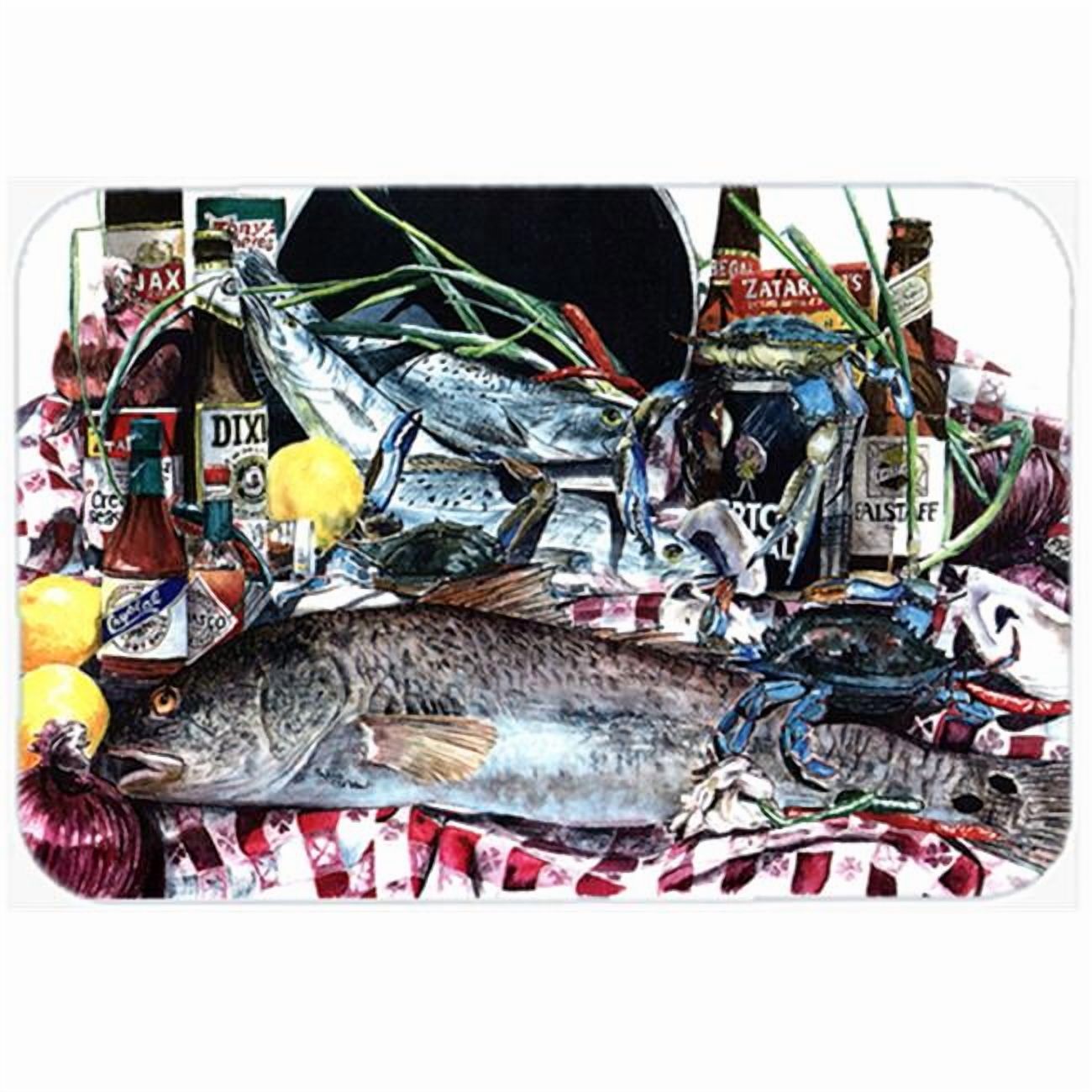 Caroline's Treasures Fish and Beers from New Orleans Glass Cutting Board Large