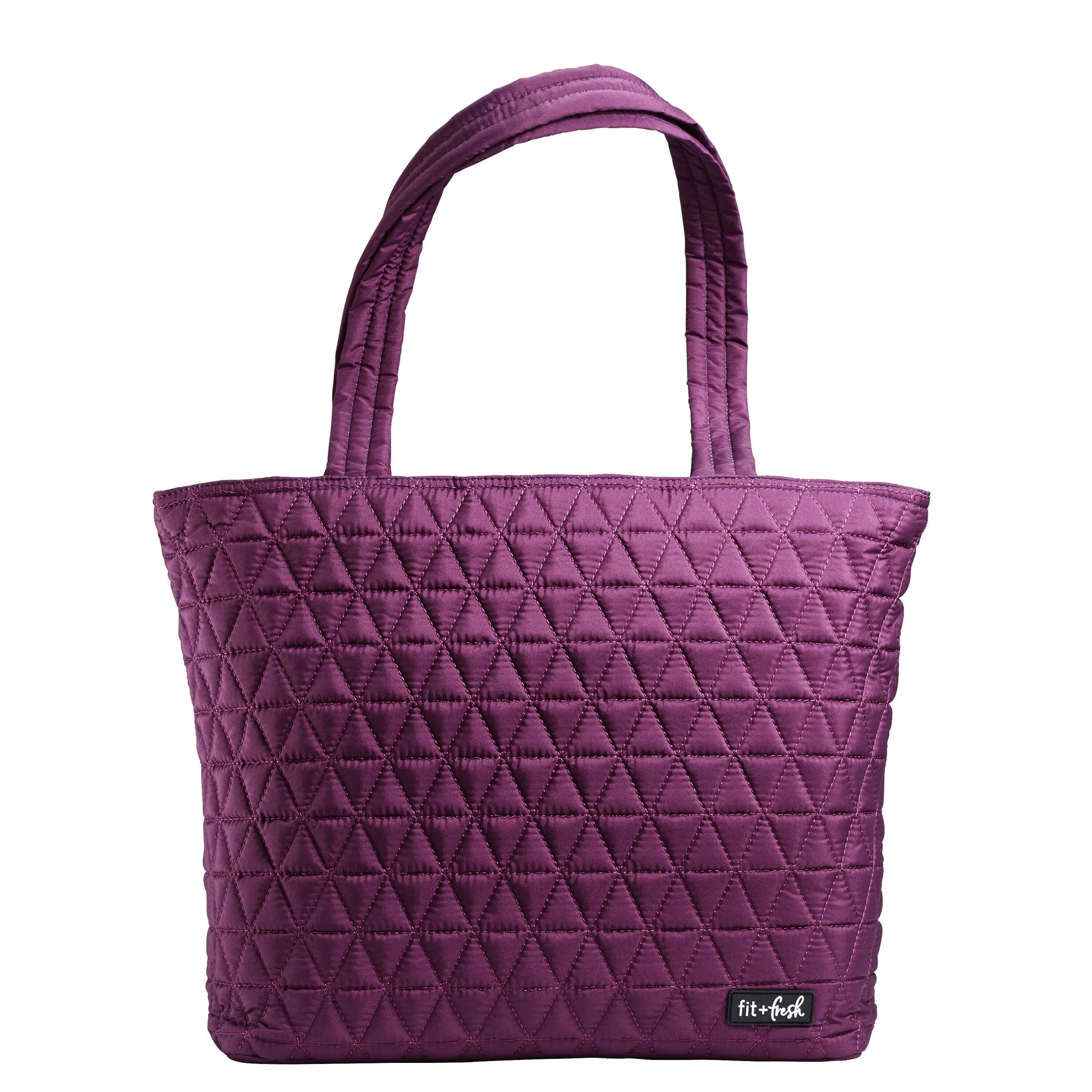 Fit + Fresh Quilted Metro Lunch and Laptop Tote, 2 -in-1 Lunch Bag, Plum