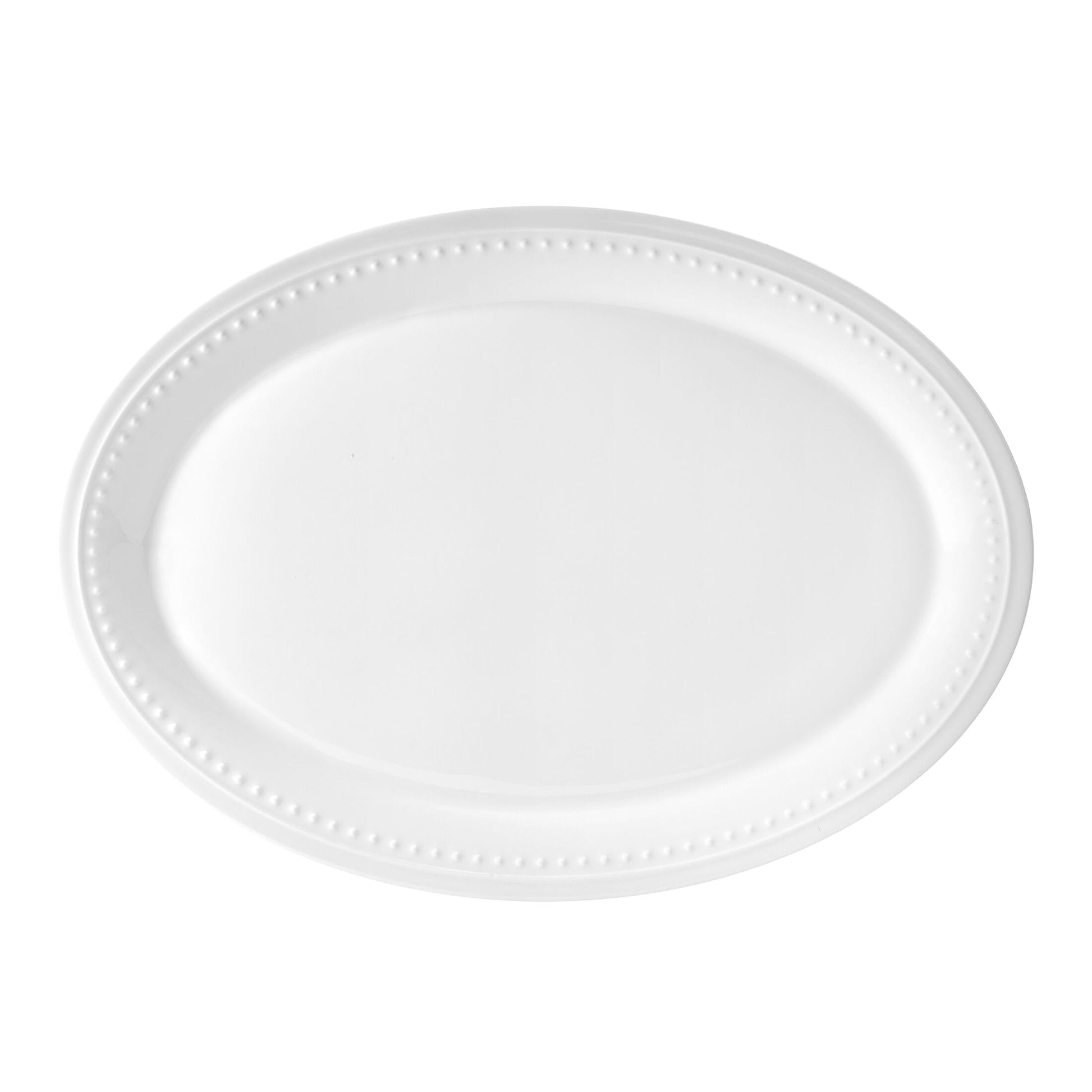 Fitz and Floyd 16-inch Nevaeh White Bone China Classic Bead Oval Serving Platter