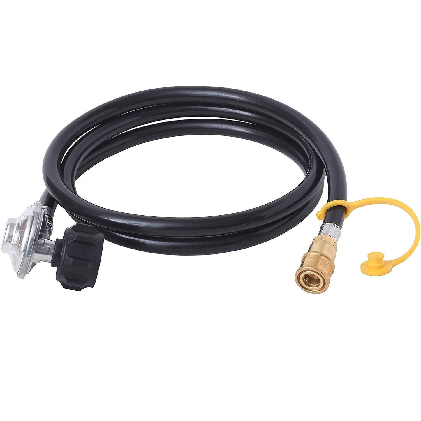 Flame King 8FT 90Â° Low-Pressure Propane Regulator Quick Connect Hose for RVs, Grills & Heaters