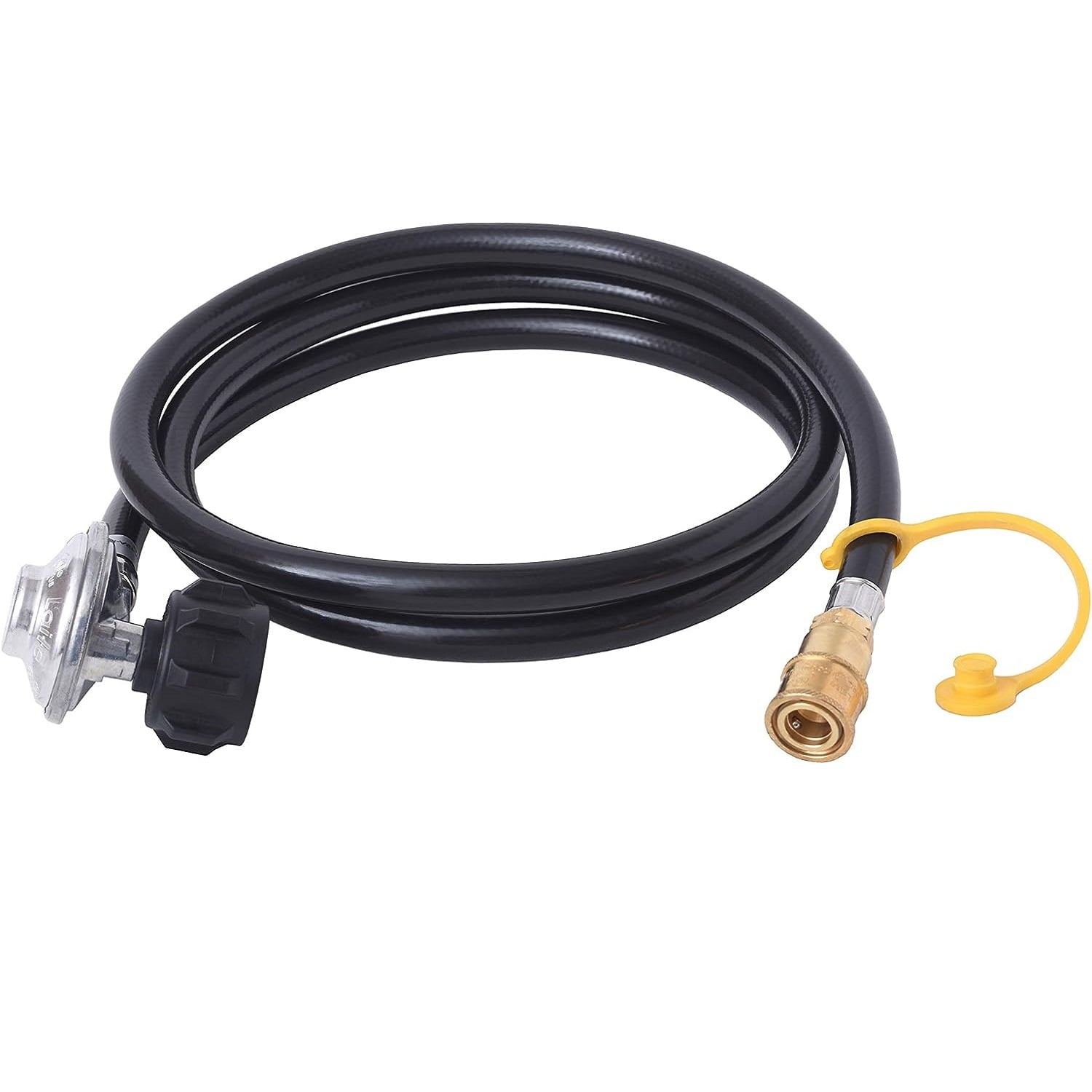 Flame King 8FT 90Â° Low-Pressure Propane Regulator Quick Connect Hose for RVs, Grills & Heaters