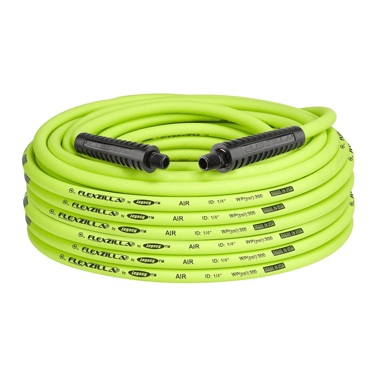 Legacy HFZ14100YW2 Flexzilla Air Hose, 1/4" x 100', 1/4" MNPT Fittings