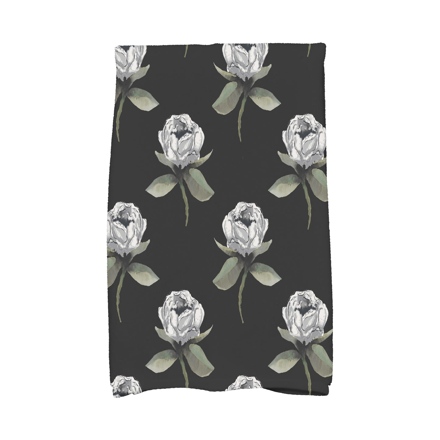 Floral Toalla de Cocina con Estampado Negro de 16 x 25 Pulgadas con Racimos de Flores