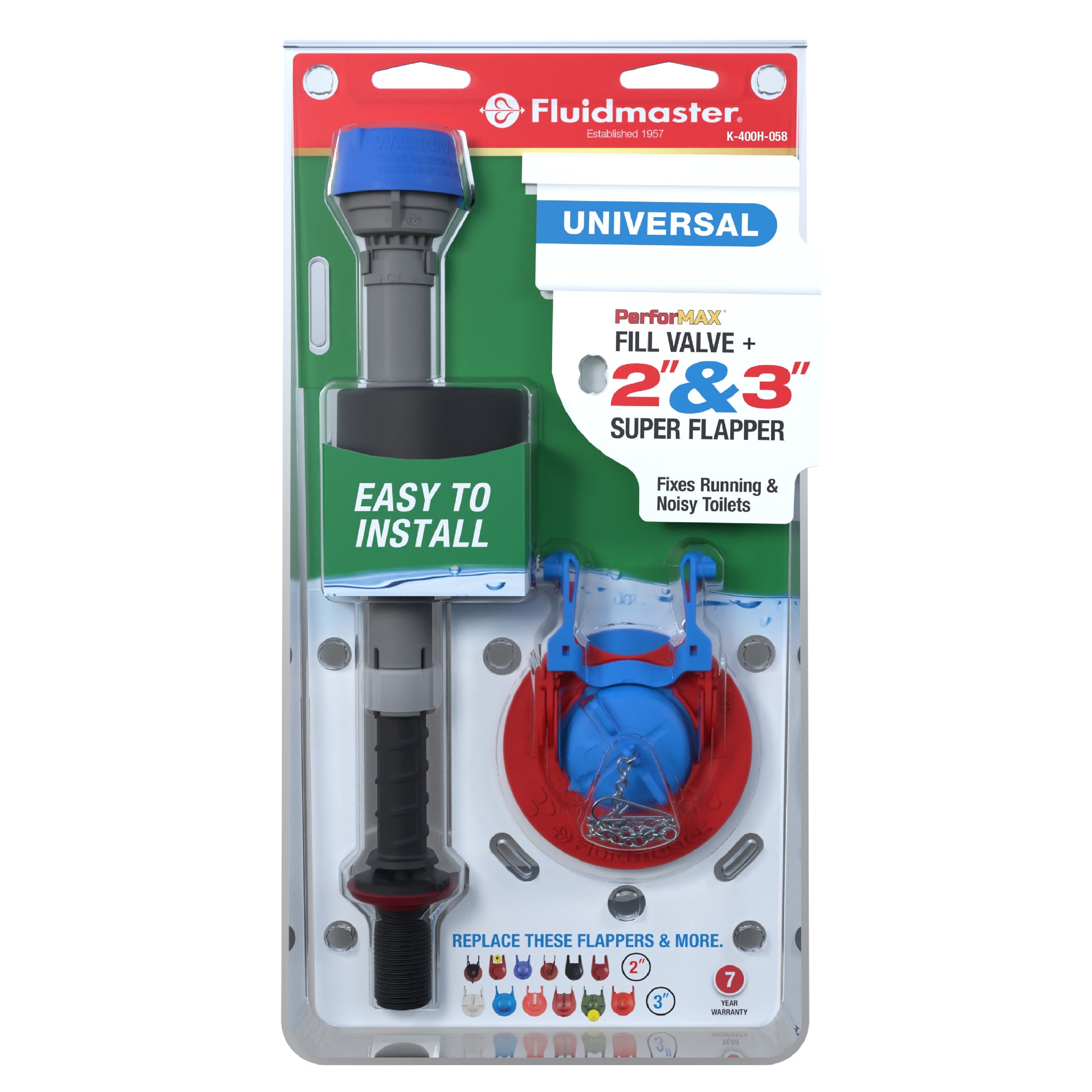 Fluidmaster Performax Universal Fill Valve and Super Flapper Kit for 2 Inch & 3 Inch Toilets
