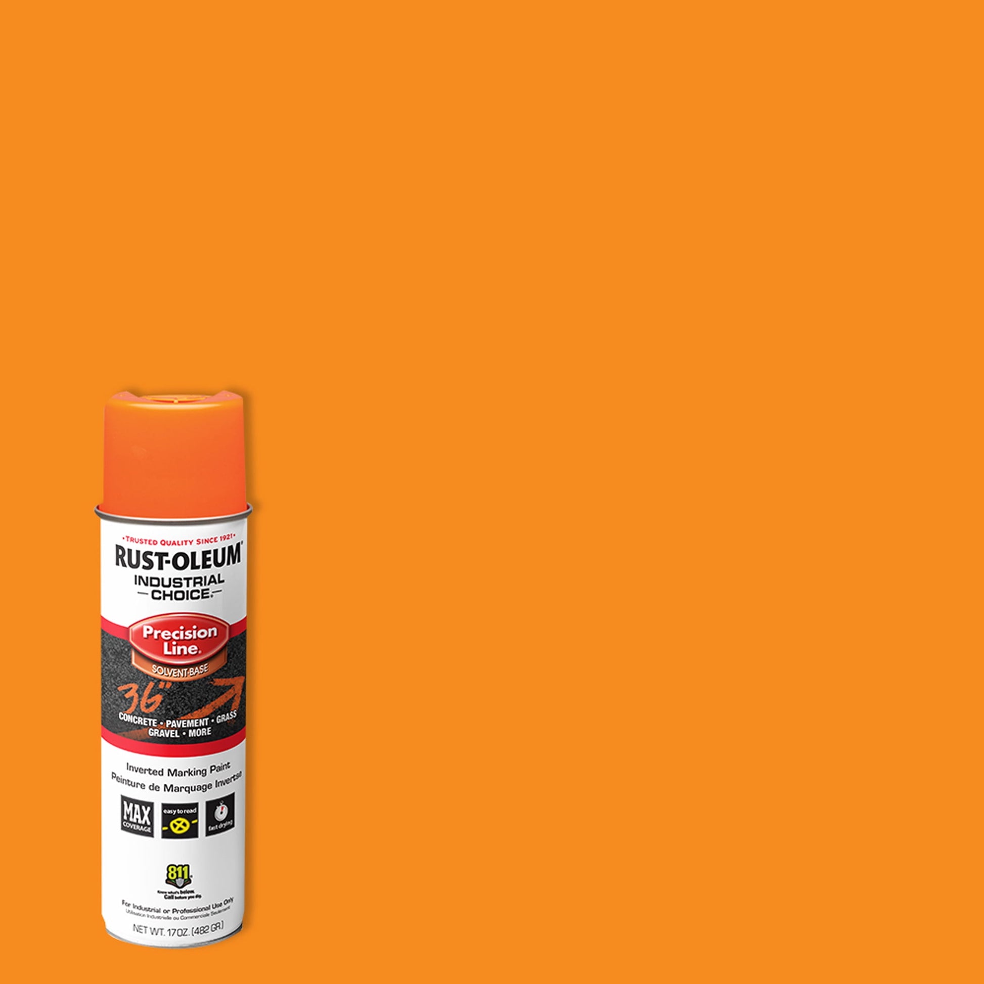 12 Pack, Fluorescent Orange, Rust-Oleum Precision Line Marking Flat Spray Paint- 17 oz