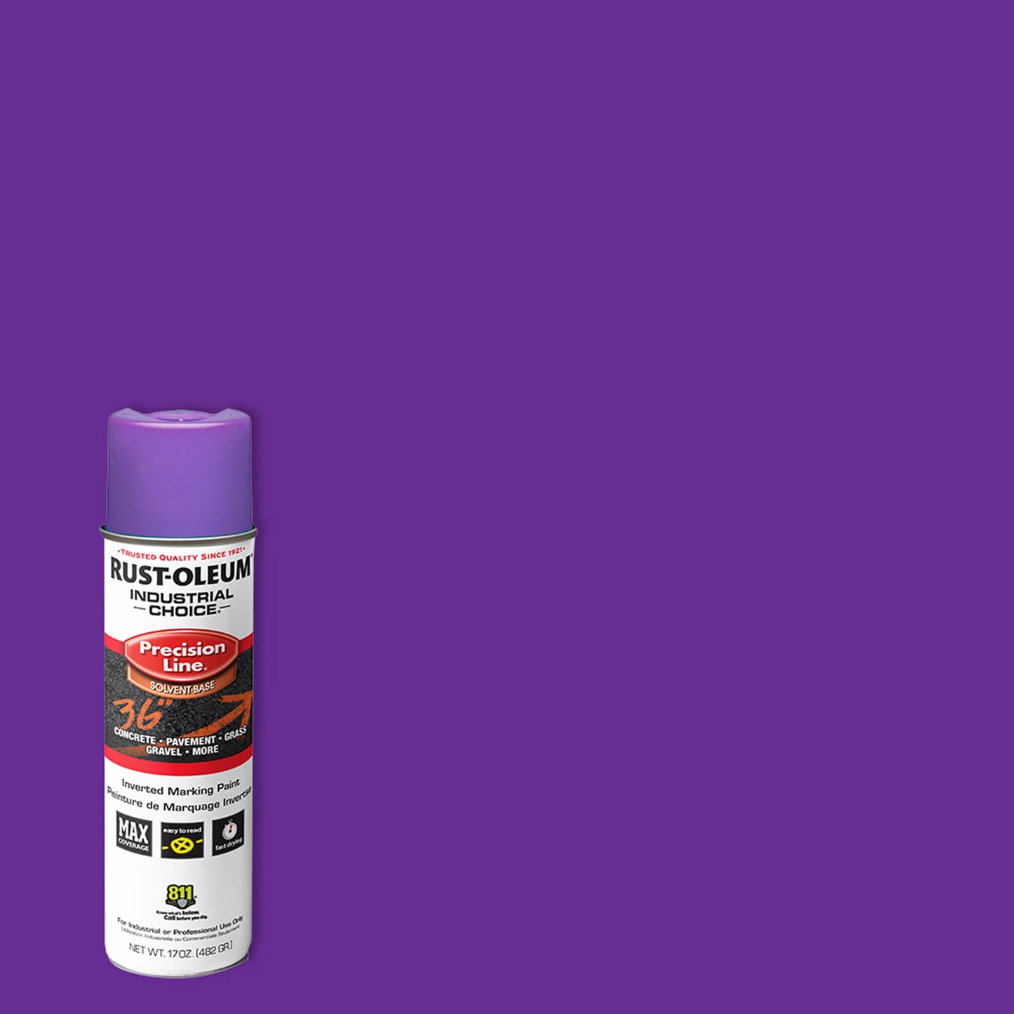 12 Pack, Fluorescent Purple, Rust-Oleum Precision Line Marking Flat Spray Paint- 17 oz