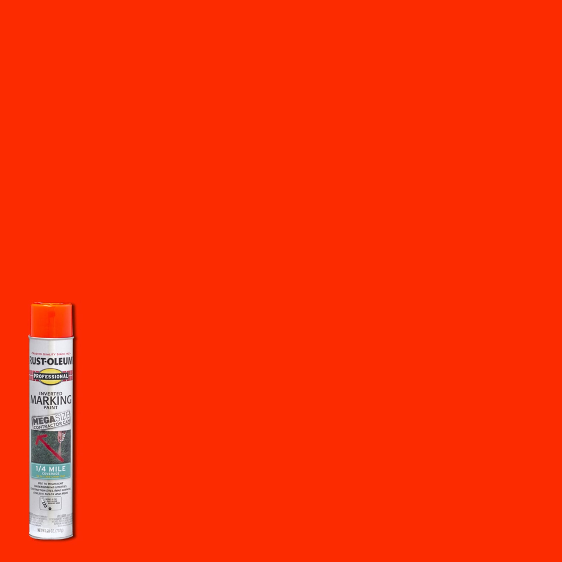 6 Pack, Fluorescent Red-Orange, Rust-Oleum Professional Mega Marking Paint Spray-350994, 26 oz