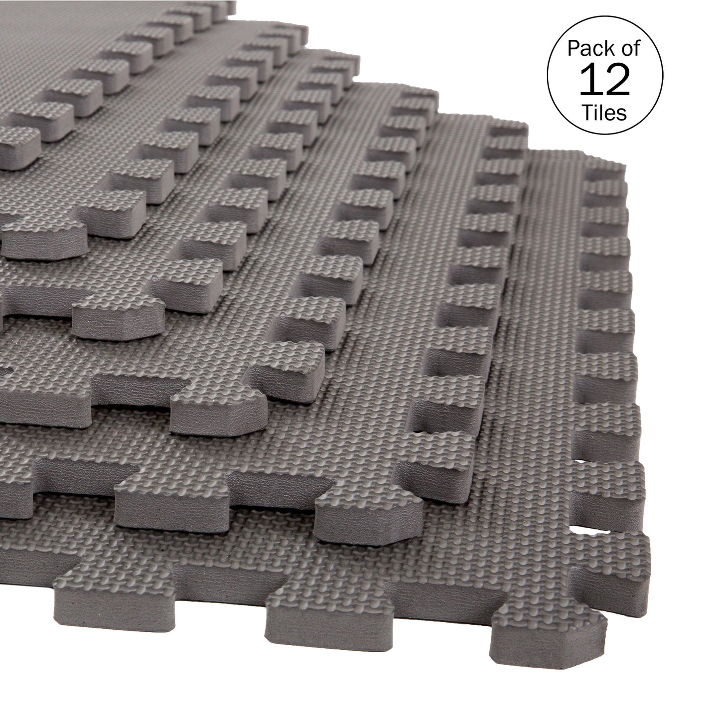 Foam Flooring Tiles â€“ 12-Pack Interlocking EVA Foam Pieces â€“ Non-Toxic Floor Padding for Playroom, Gym, or Basement by Stalwart (Gray)