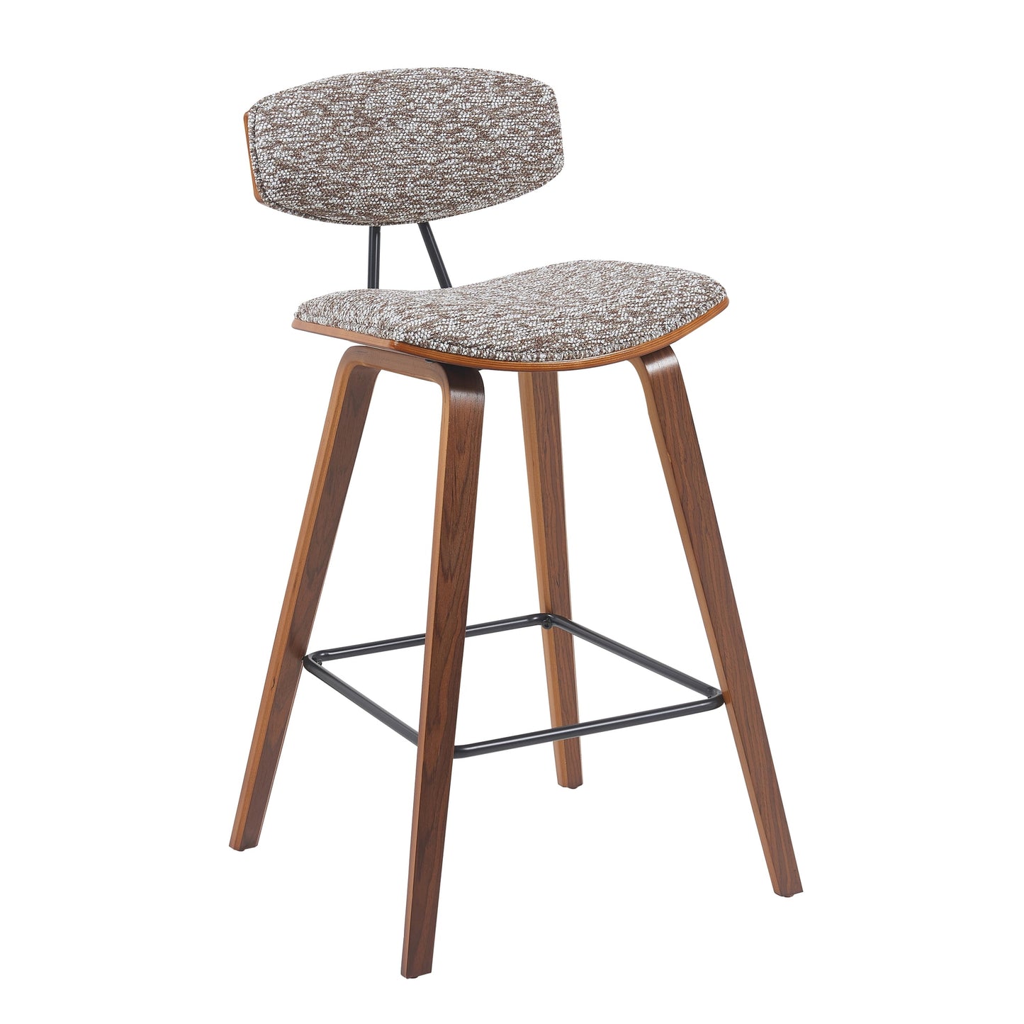 Fox Swivel Counter Height Bar Stool with Speckled Brown Seat/Walnut Wood Frame
