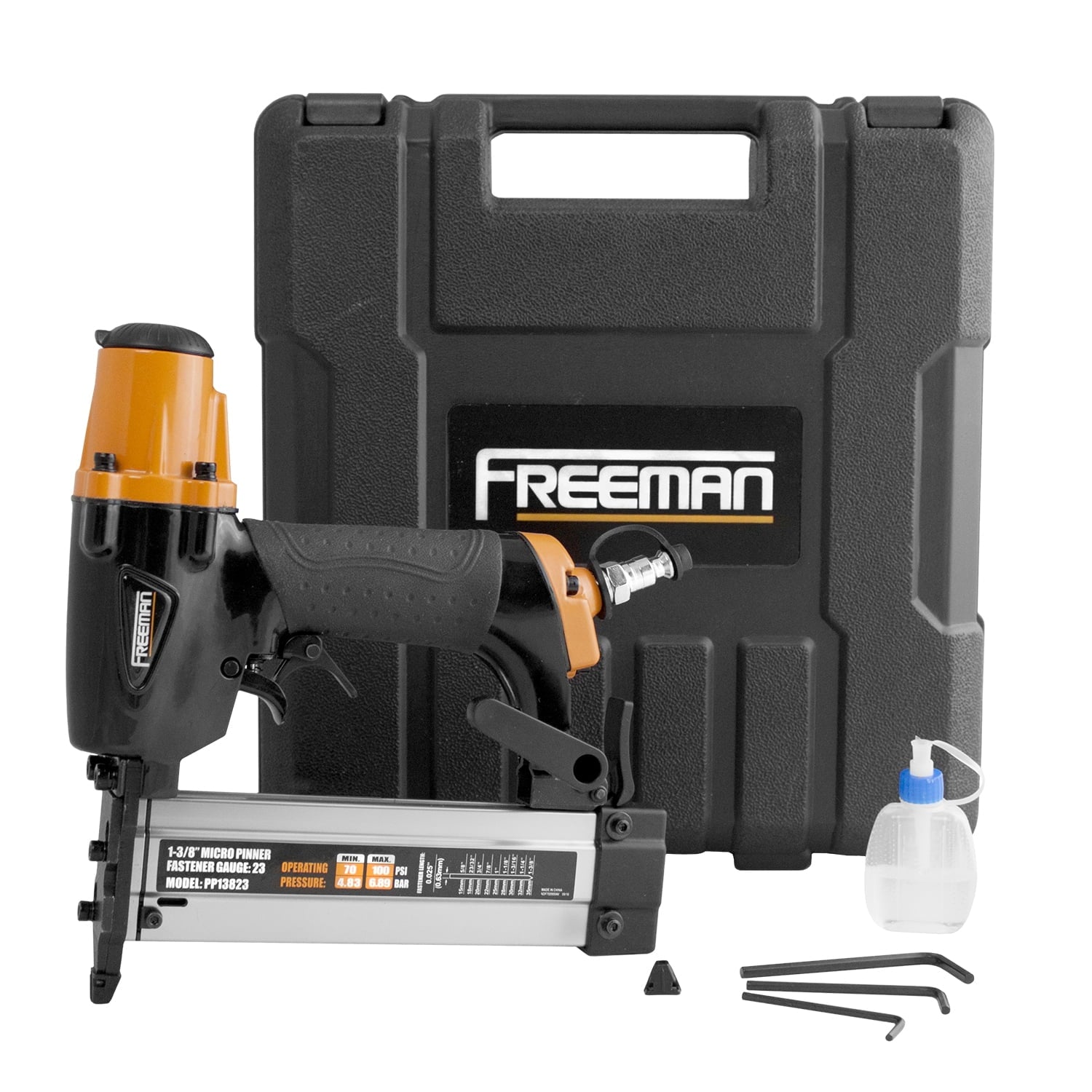 Freeman PP13823 Pneumatic 23-Gauge 1-3/8" Micro Pinner with Case