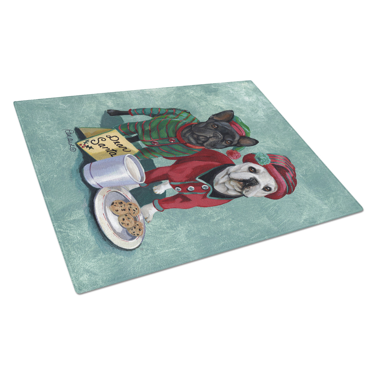 French Bulldog Christmas PJs Glass Cutting Board Large PPP3097LCB