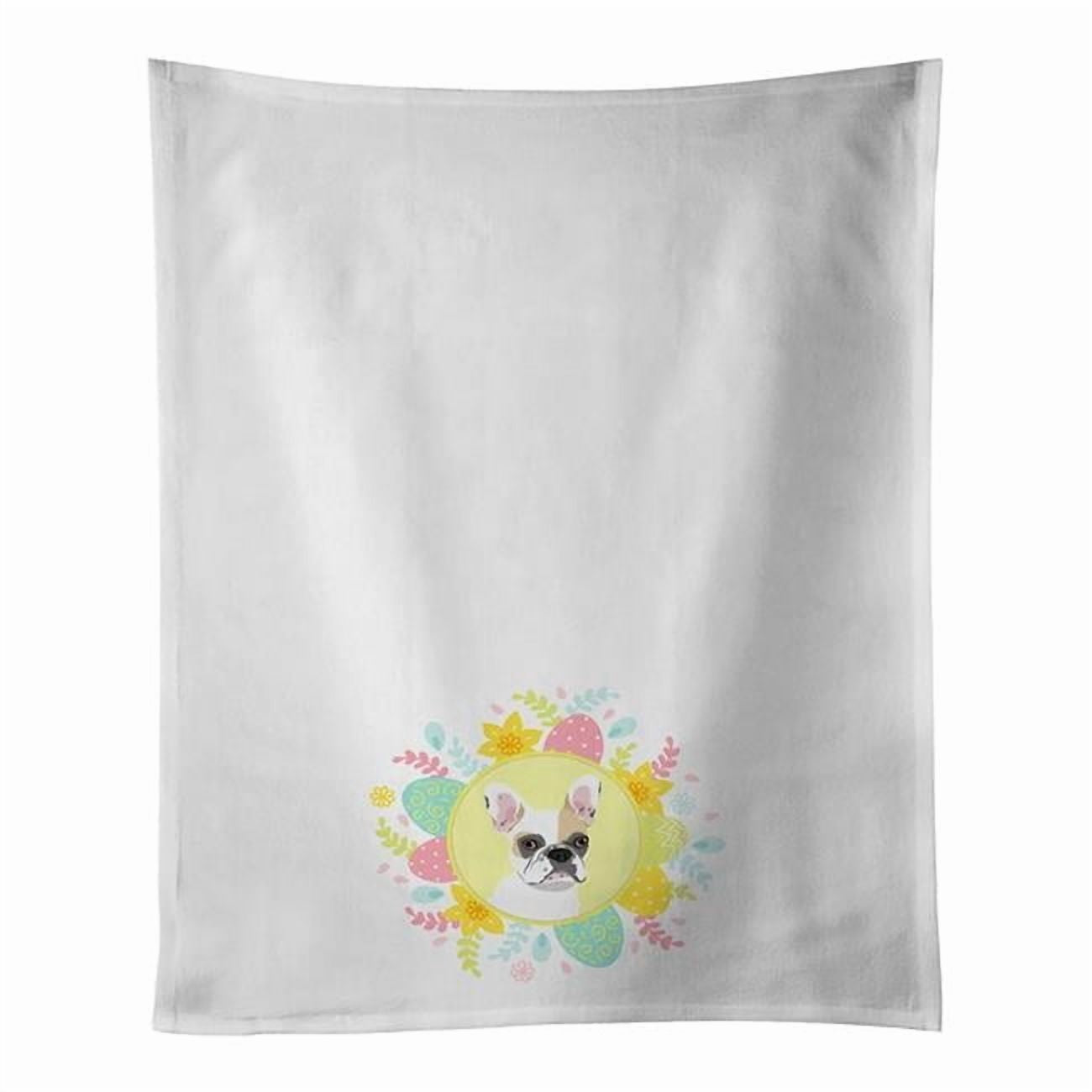 French Bulldog White #1 Easter Juego de 2 Toallas de Cocina Blancas de 19 x 28 Pulgadas