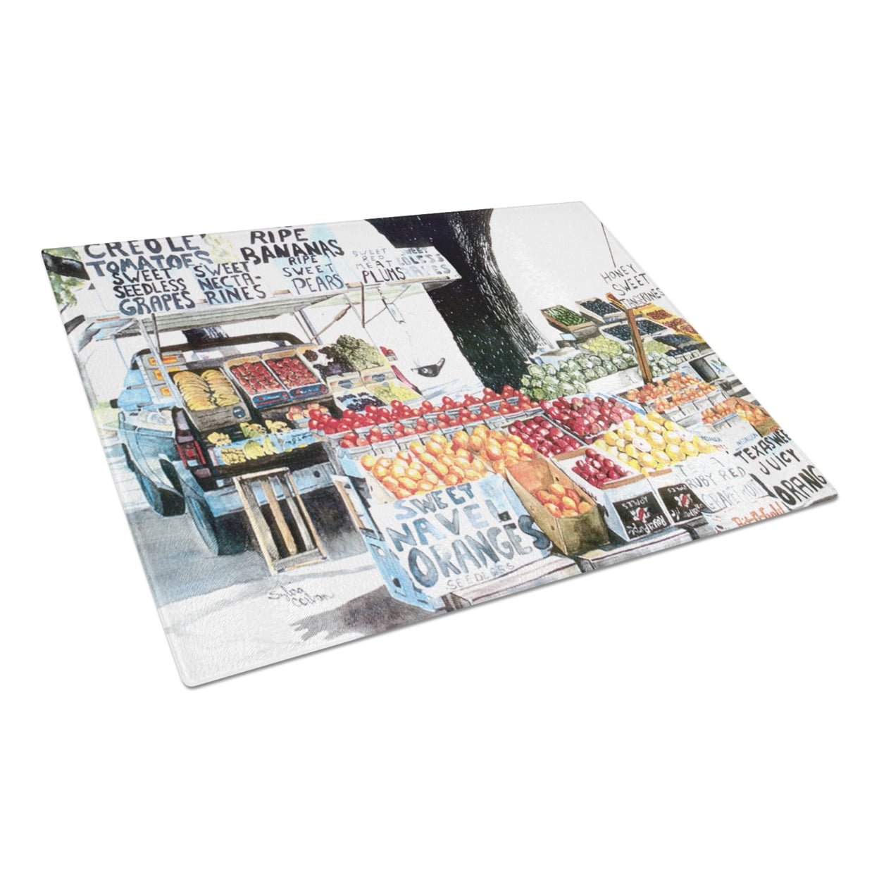 Fruit Stand Glass Cutting Board Large