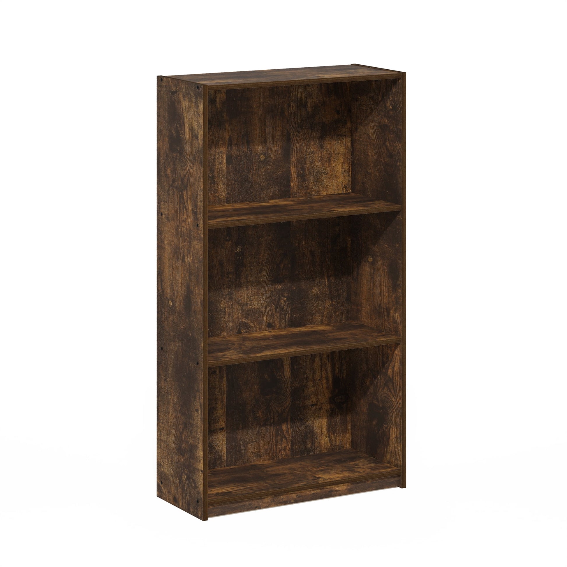 Furinno BASIC Book Shelf, 3-Tier Modern Bookshelf, Bookcase with Open Shelves, 9.3 x 21.8 x 39.5, for Living Room, Bedroom, Home Office, Amber Oak