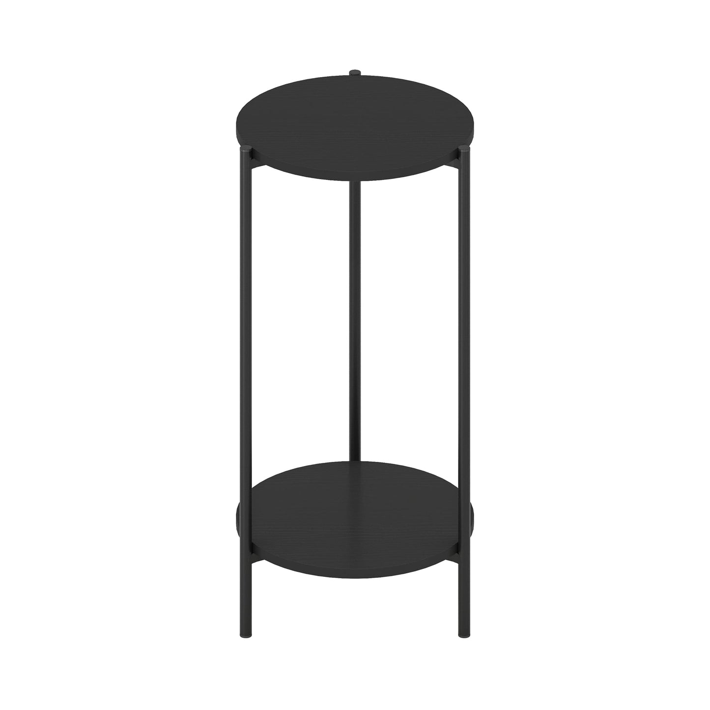Furinno BESI 2-Tier Round Narrow Metal Frame Metal Legs End Table Amber Pine