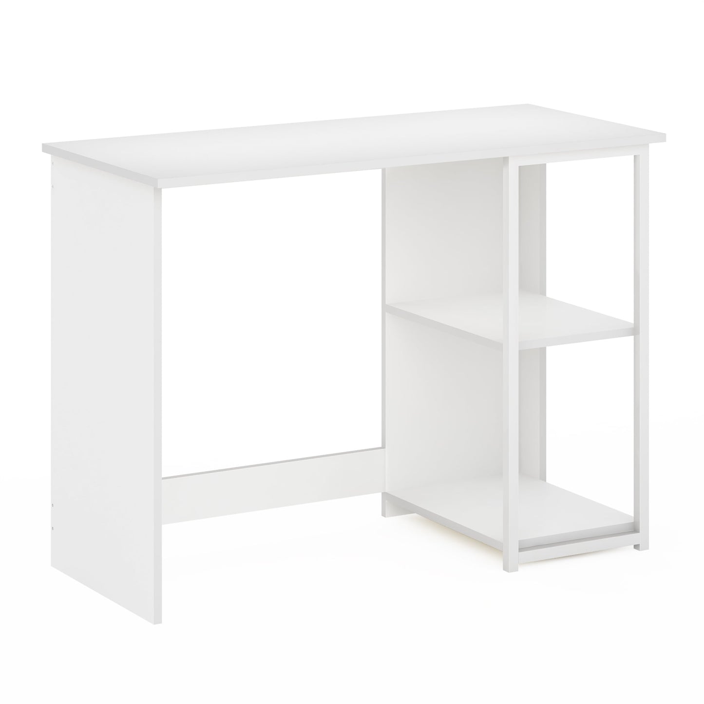 Furinno CAMNUS Desk, 39.8 Wide Modern Gaming Desk with 2-Tier Side Shelf, Computer Desk, Office Desk for Home Office, Bedroom, White