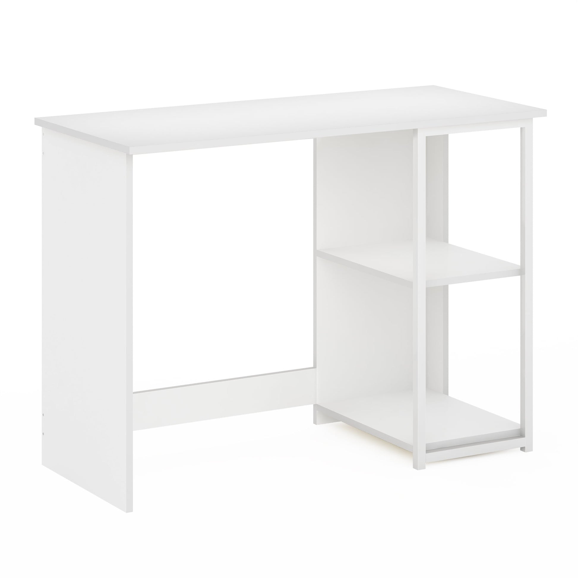 Furinno CAMNUS Desk, 39.8 Wide Modern Gaming Desk with 2-Tier Side Shelf, Computer Desk, Office Desk for Home Office, Bedroom, White