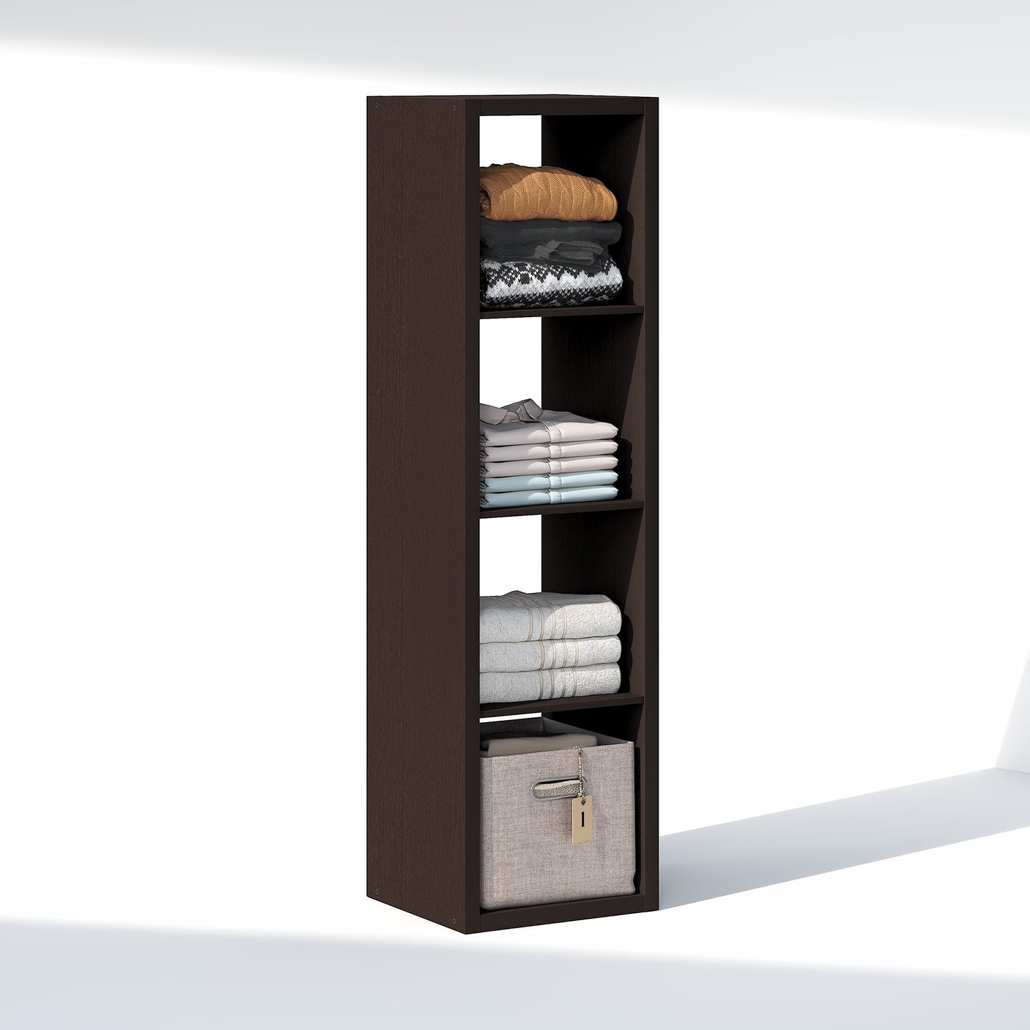 Furinno CUBIC 4-Cube Open Shelf Extra Thick Frame Black Dark Oak