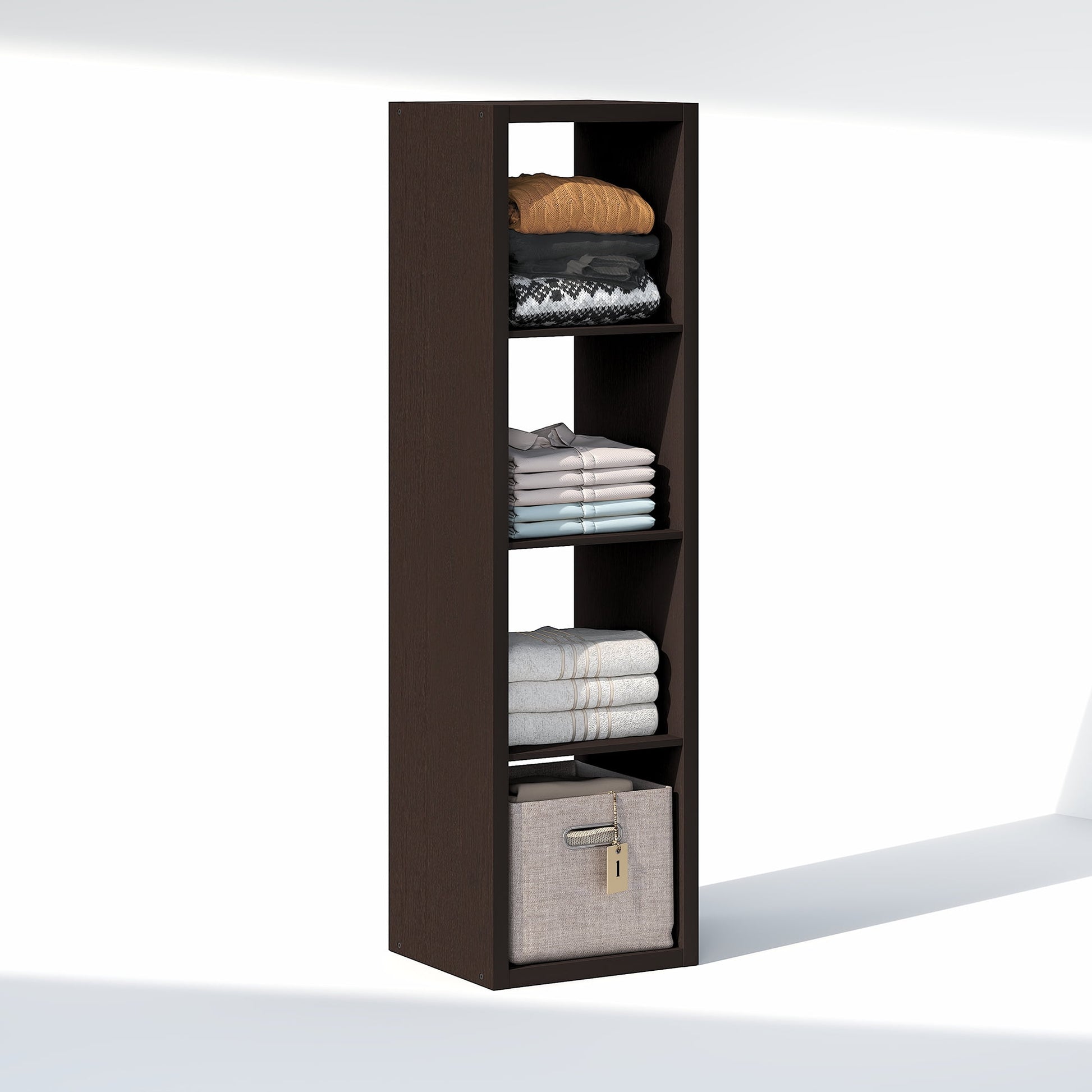 Furinno CUBIC 4-Cube Open Shelf Extra Thick Frame Black Dark Oak