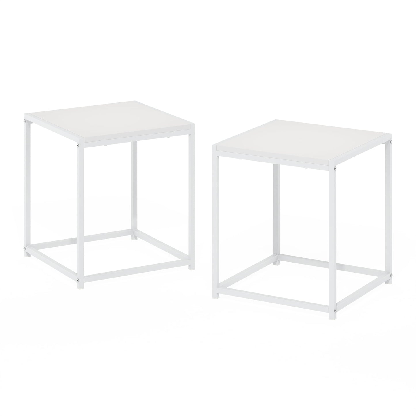 Furinno CAMNUS Modern Living End Table in Solid White/White in Set of 2