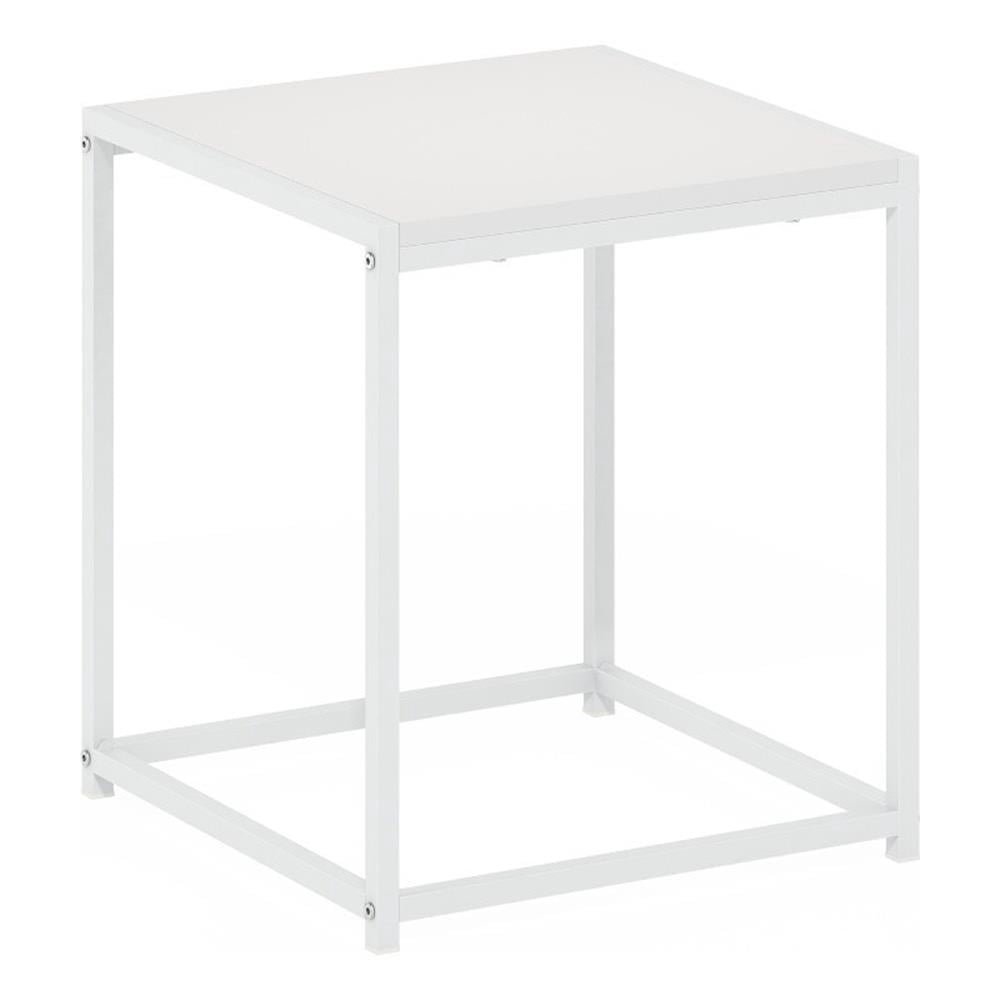Furinno Camnus Modern Living End Table, Solid White/White