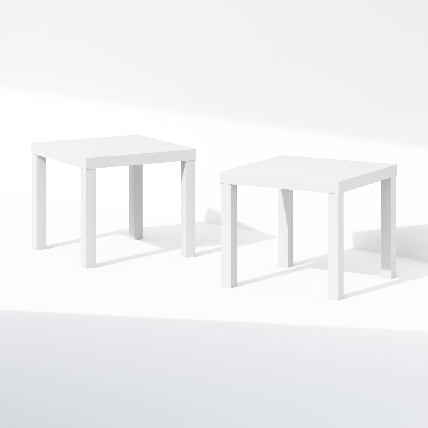 Furinno Classic Homey Square Nightstand, Bedside Tables, Set of 2, White