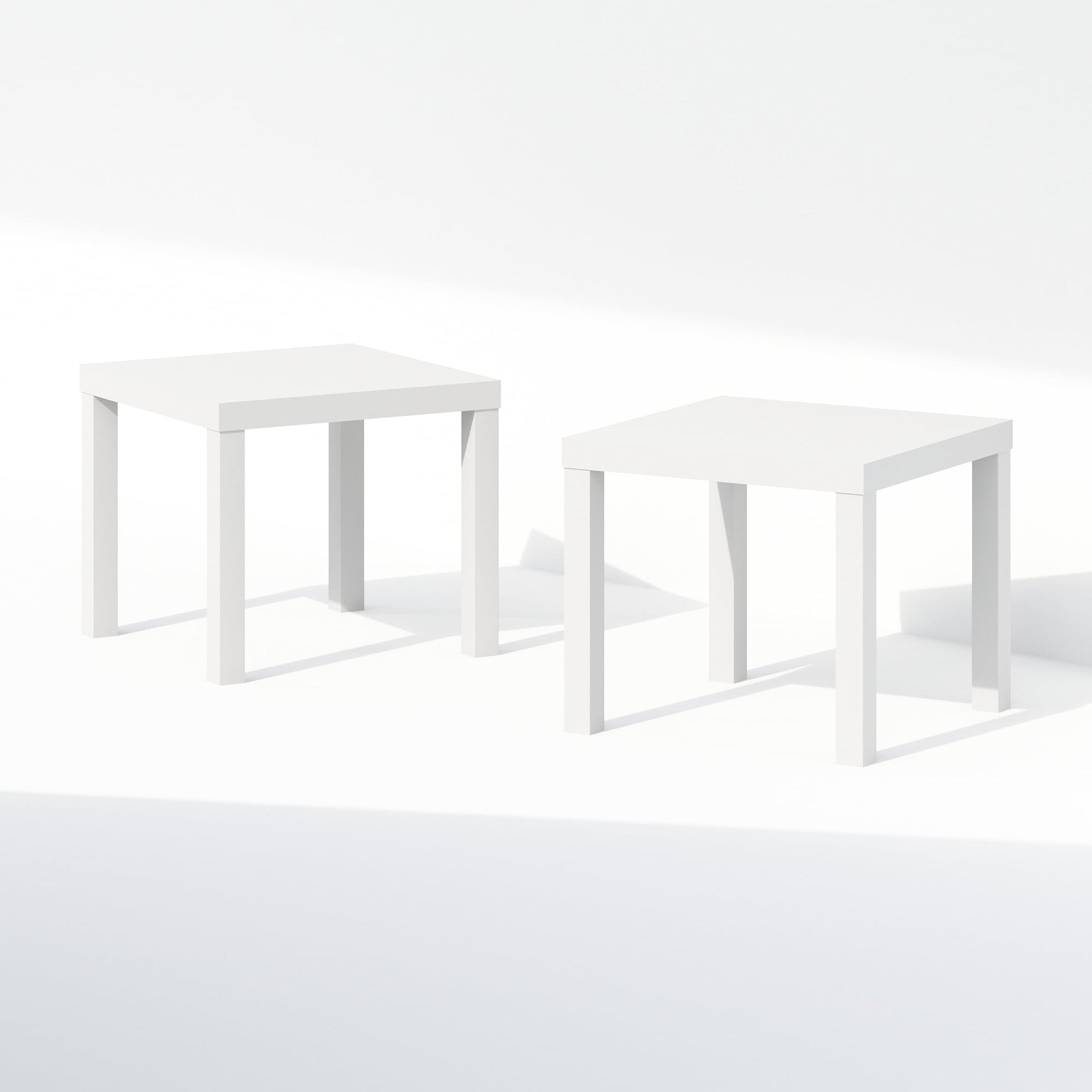 Furinno Classic Homey Square Nightstand, Bedside Tables, Set of 2, White