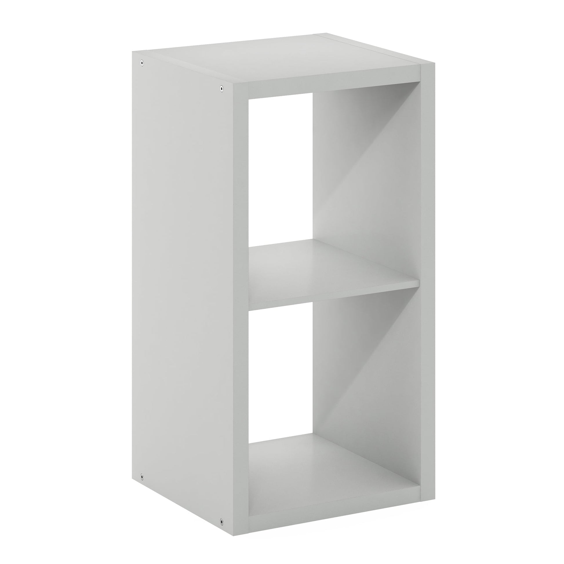 Furinno CUBICLE Book Shelf, 2-Cube Bookshelf, Extra Thick Frame Horizontally & Vertically Reversible Bookcase with Open Back, 14.6 x 16 x 30, for Living Room, Bedroom, Home Office, Light Grey