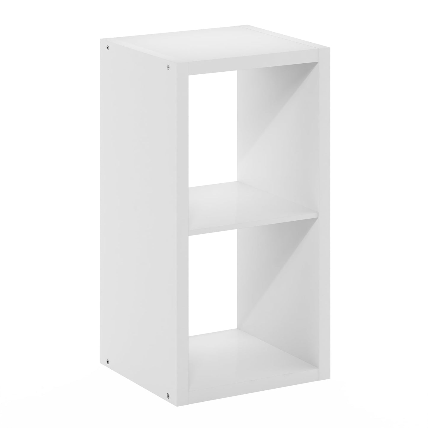Furinno CUBICLE Book Shelf, 2-Cube Bookshelf, Extra Thick Frame Horizontally & Vertically Reversible Bookcase with Open Back, 14.6 x 16 x 30, for Living Room, Bedroom, Home Office, White