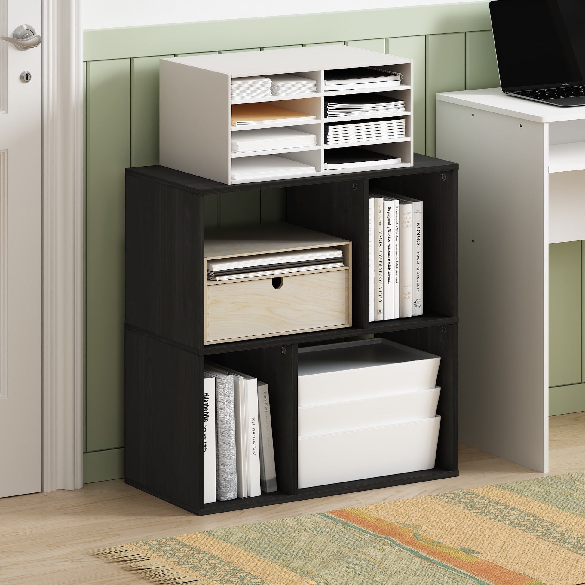 Furinno Daly 4-Cube Irregular Cubes Bookcase, Bookshelf, Storage Organizer, Espresso