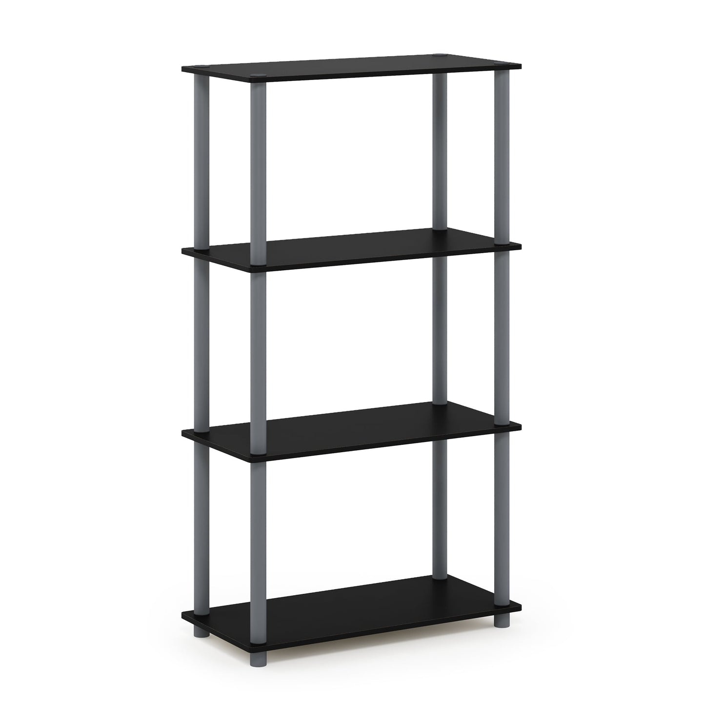 Furinno Durable 23.6 W x 11.4 D x 43.25 H 4-Shelf Freestanding Shelving Unit, Black and Gray