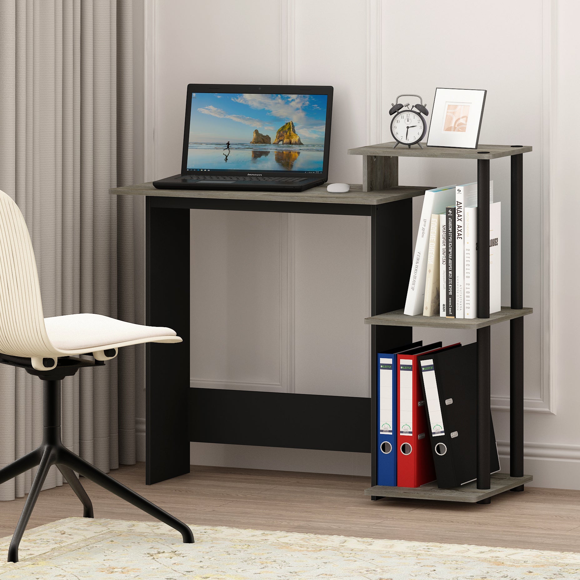 Furinno 11192 Efficient Home Laptop Notebook Computer Desk, French Oak/Black