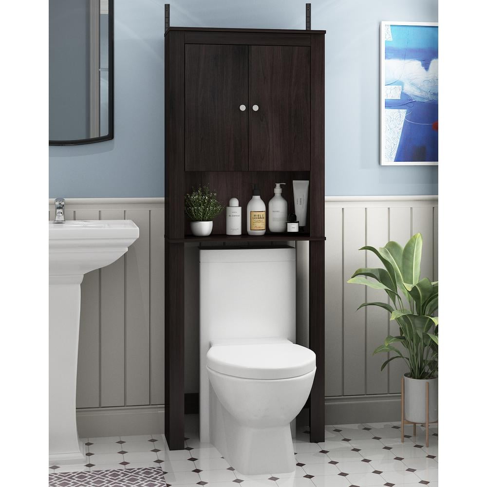 Furinno Indo Double Door Bath Cabinet, Espresso