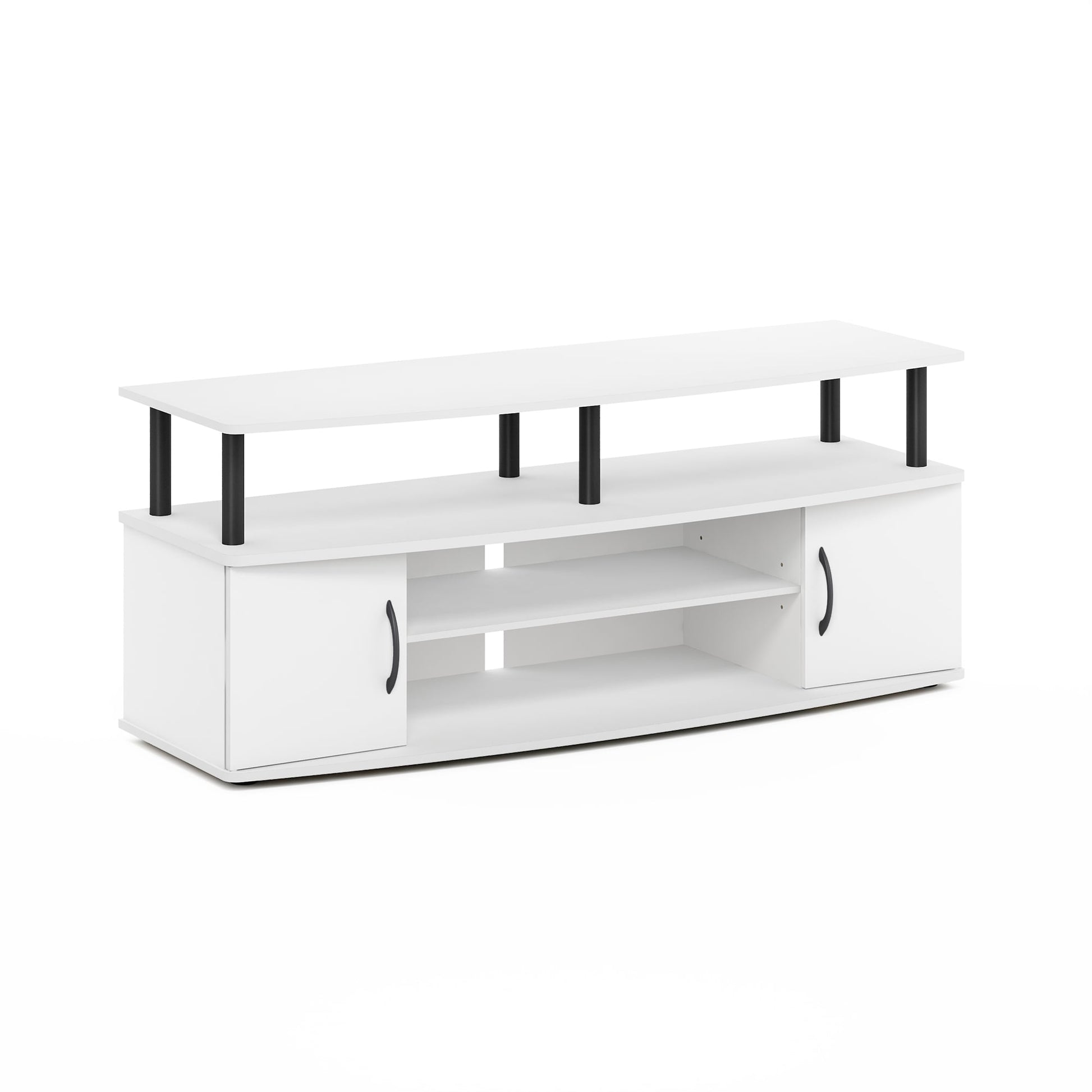 Furinno JAYA Large Entertainment Center Hold up to 55-IN TV, Plain White/Black