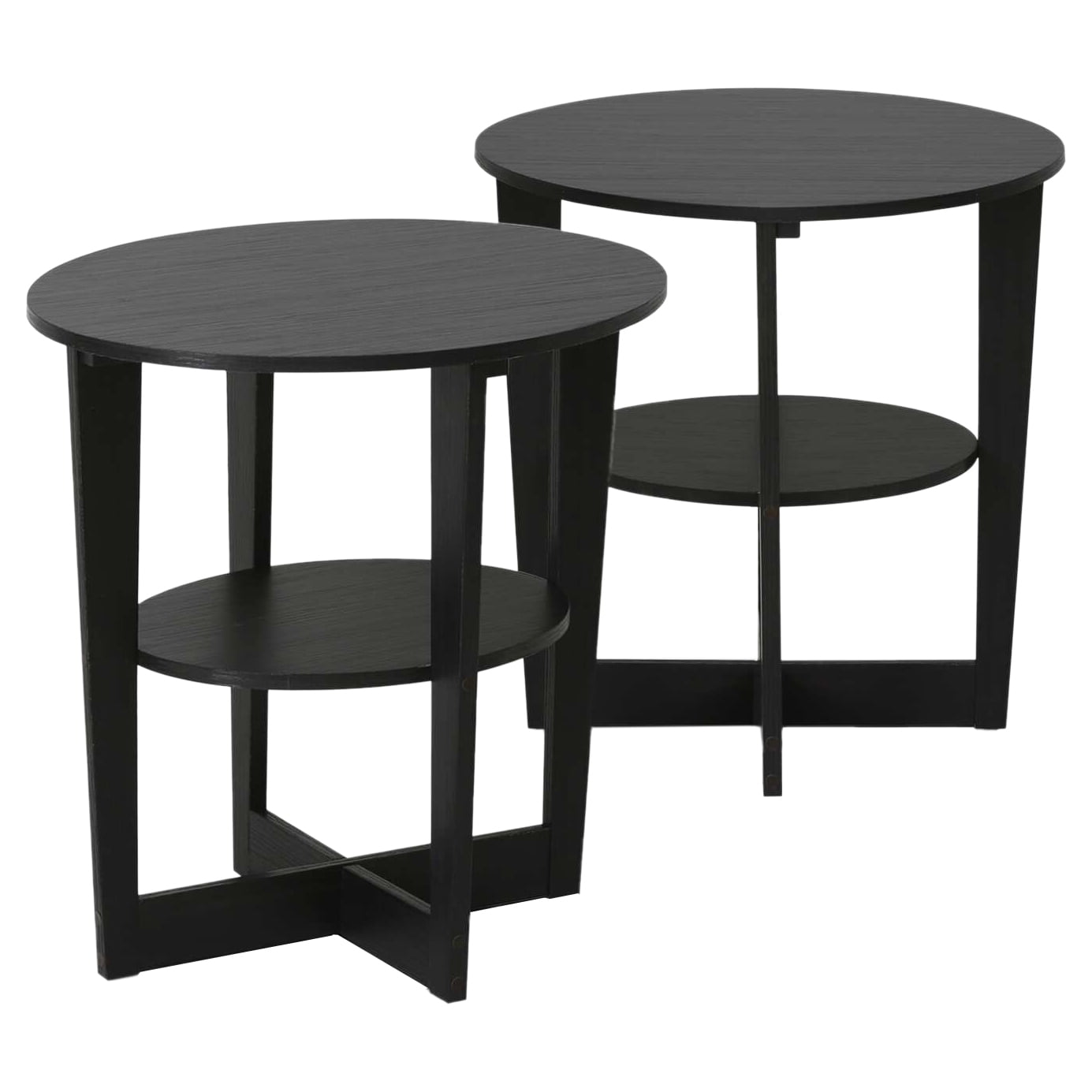 Furinno JAYA Mesa Auxiliar Ovalada, Nogal, Juego de 2