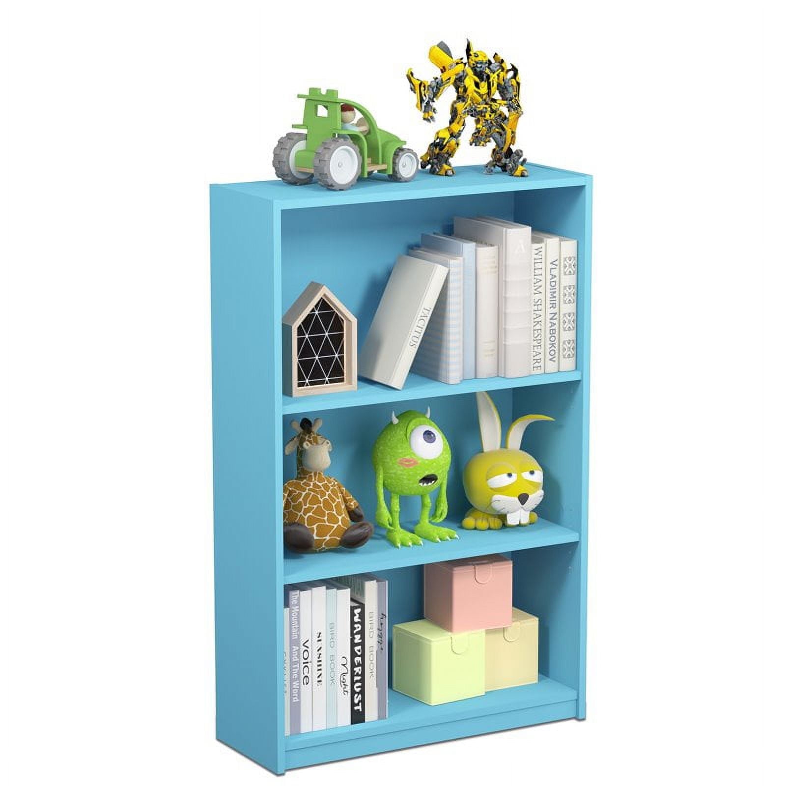 Furinno JAYA Simple Home 3-Tier Adjustable Shelf Bookcase, Light Blue
