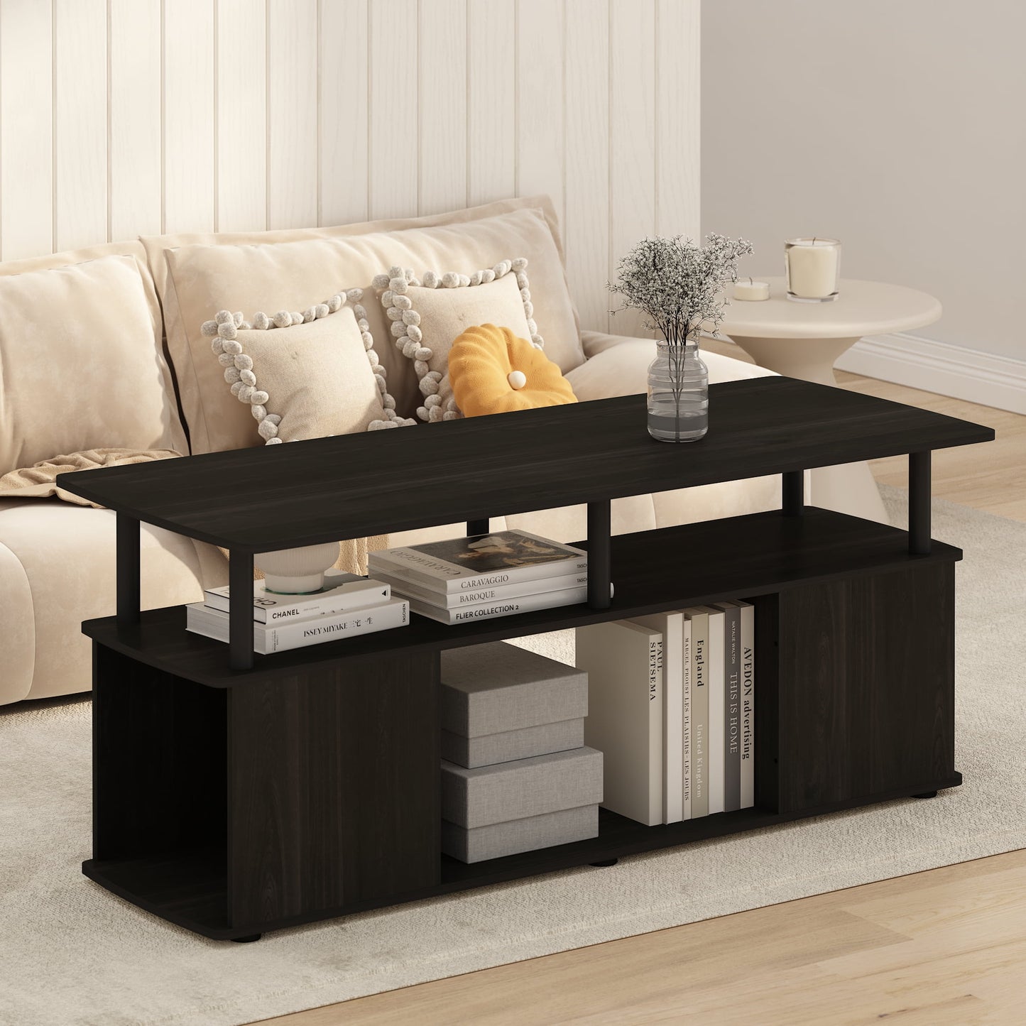 Furinno JAYA Engineered Wood Utility Design Coffee Table in Black