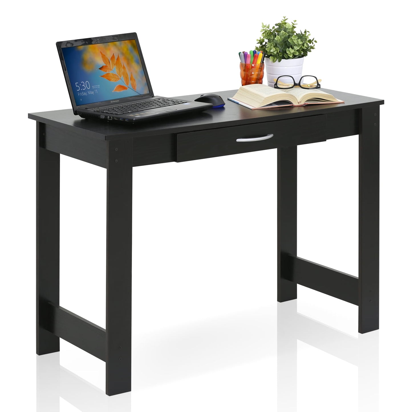 Furinno JAYA Writing Desk with Drawer, White