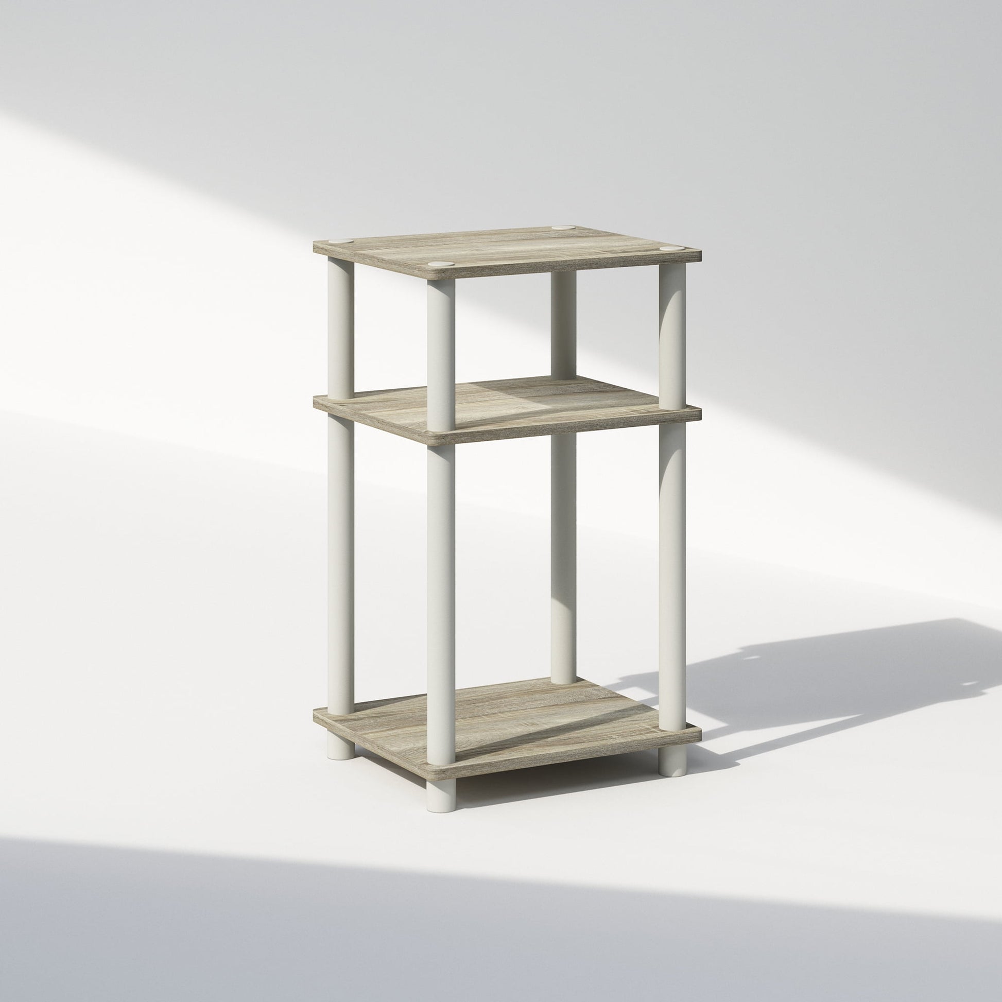 Furinno Just 3-Tier Turn-N-Tube Open Storage Nightstand, 1-Pack, Sonoma Oak/White