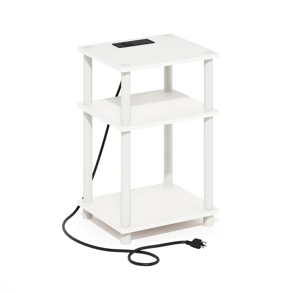 3-Tier Turn-N-Tube Open Storage Side Table, End Table with USB